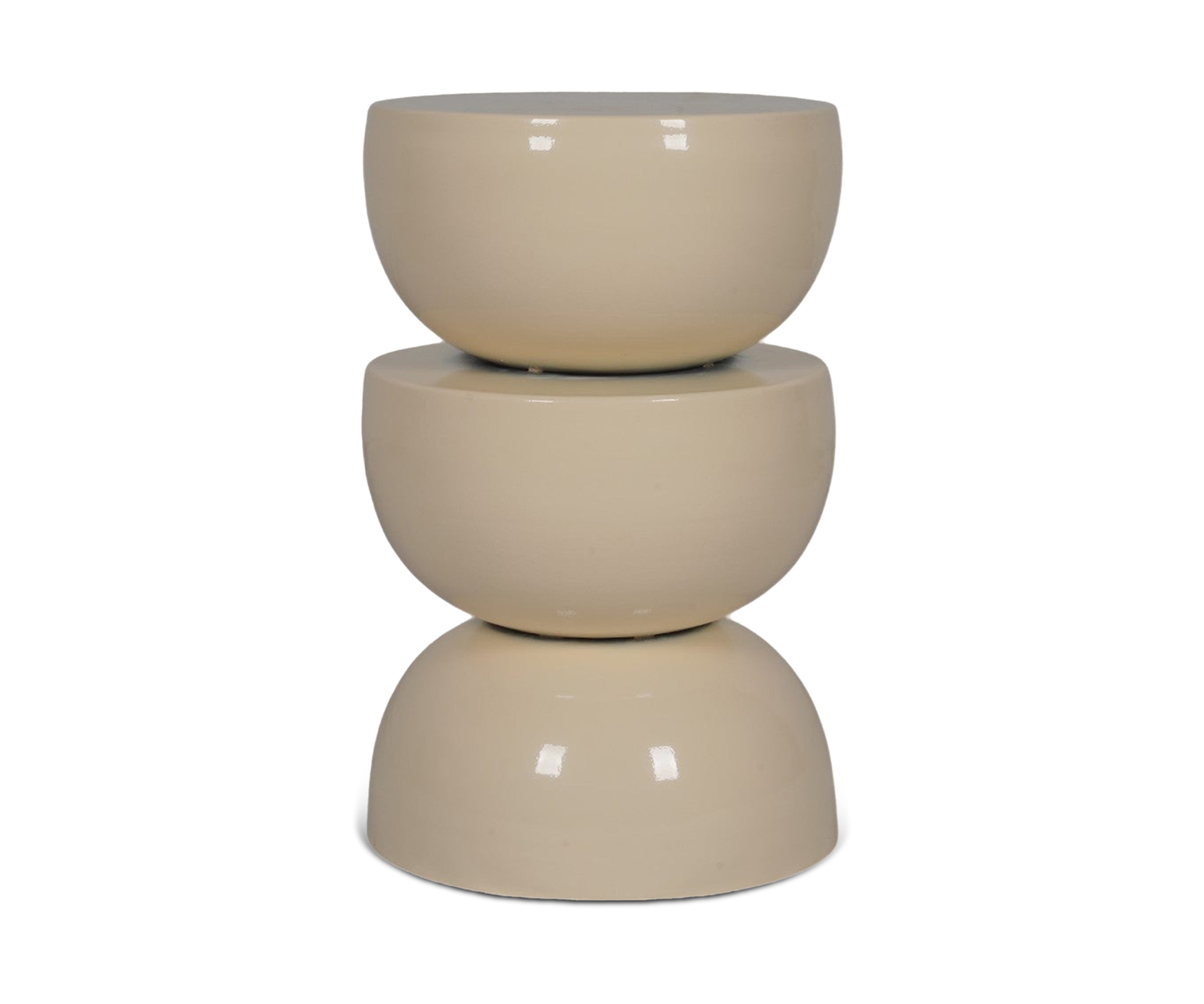 Ivory Sculptural Side Table with Stacked Pod Base
