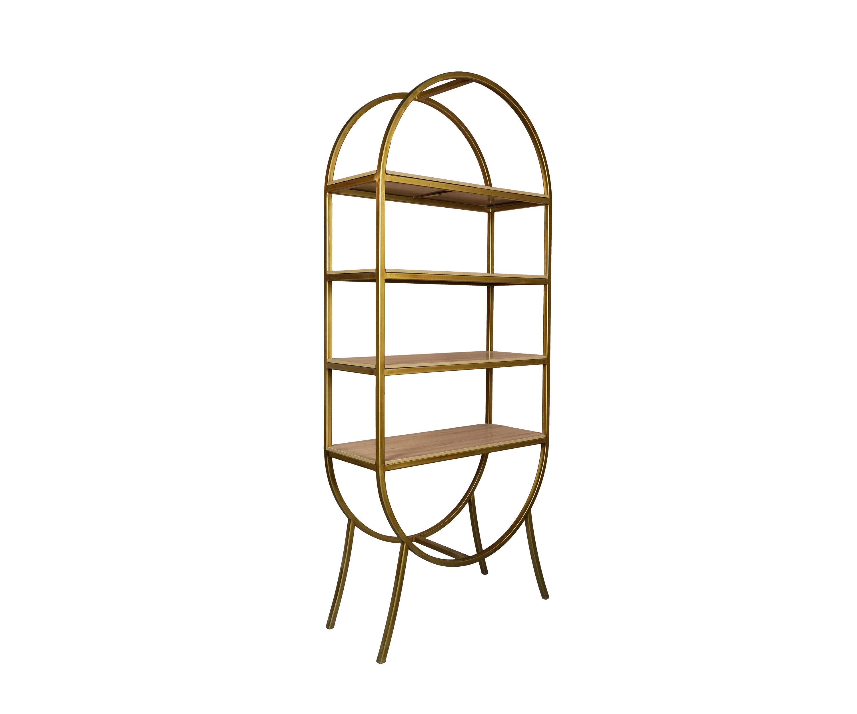 4-Tier Metal Arched Shelf with Wooden Shelves