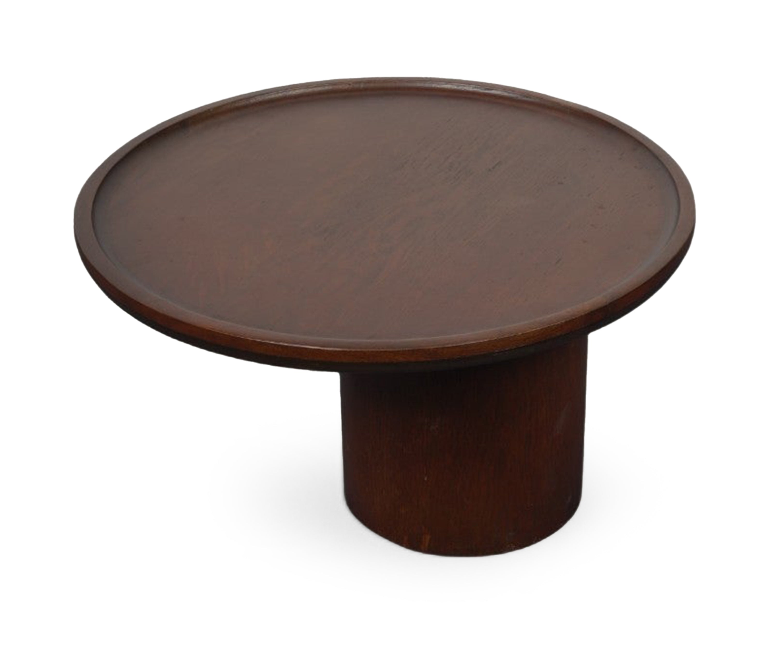Round Acacia Wood Tray Top Side Table