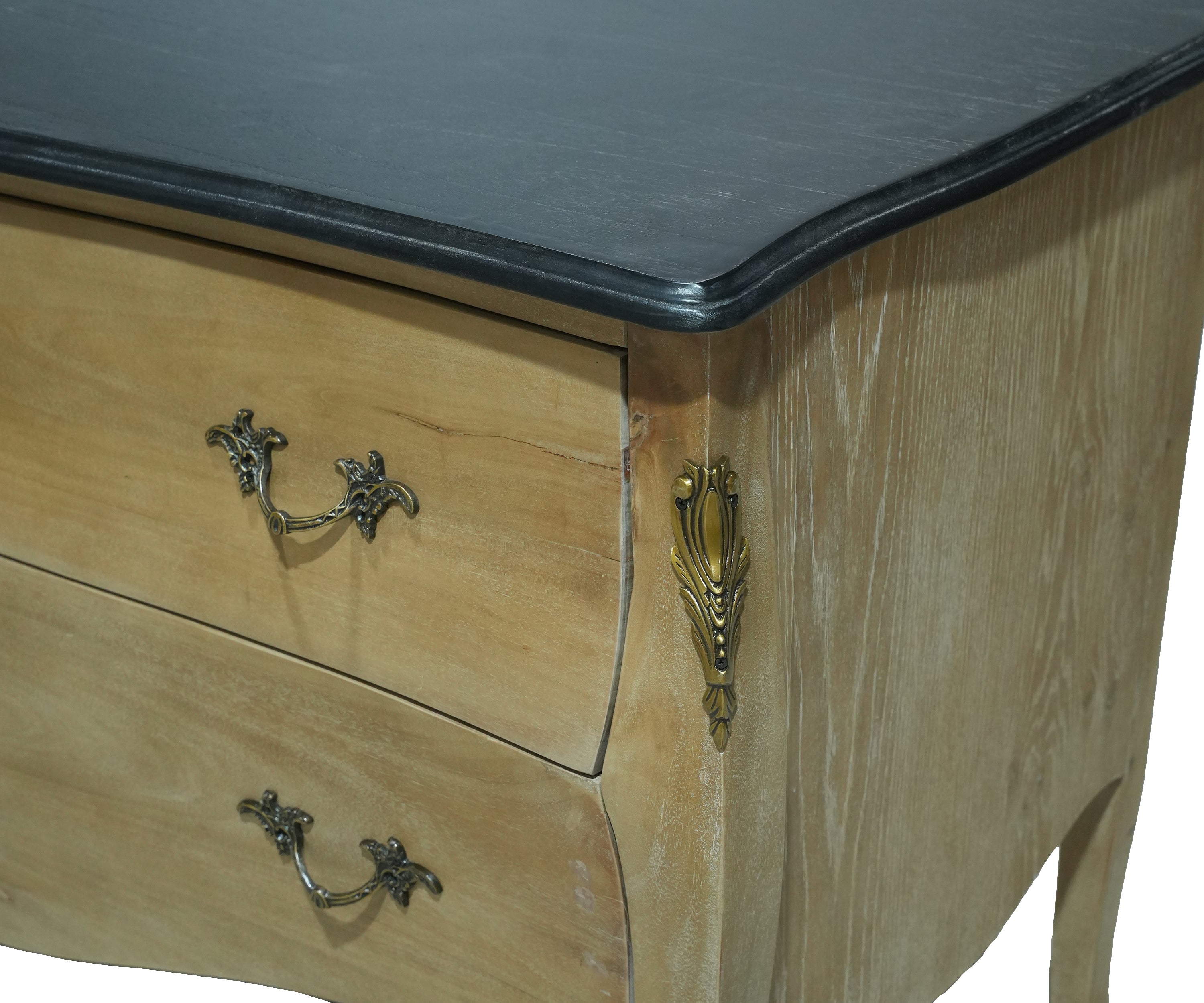 Bombe 2-Drawer Chest of Drawer with Black Top