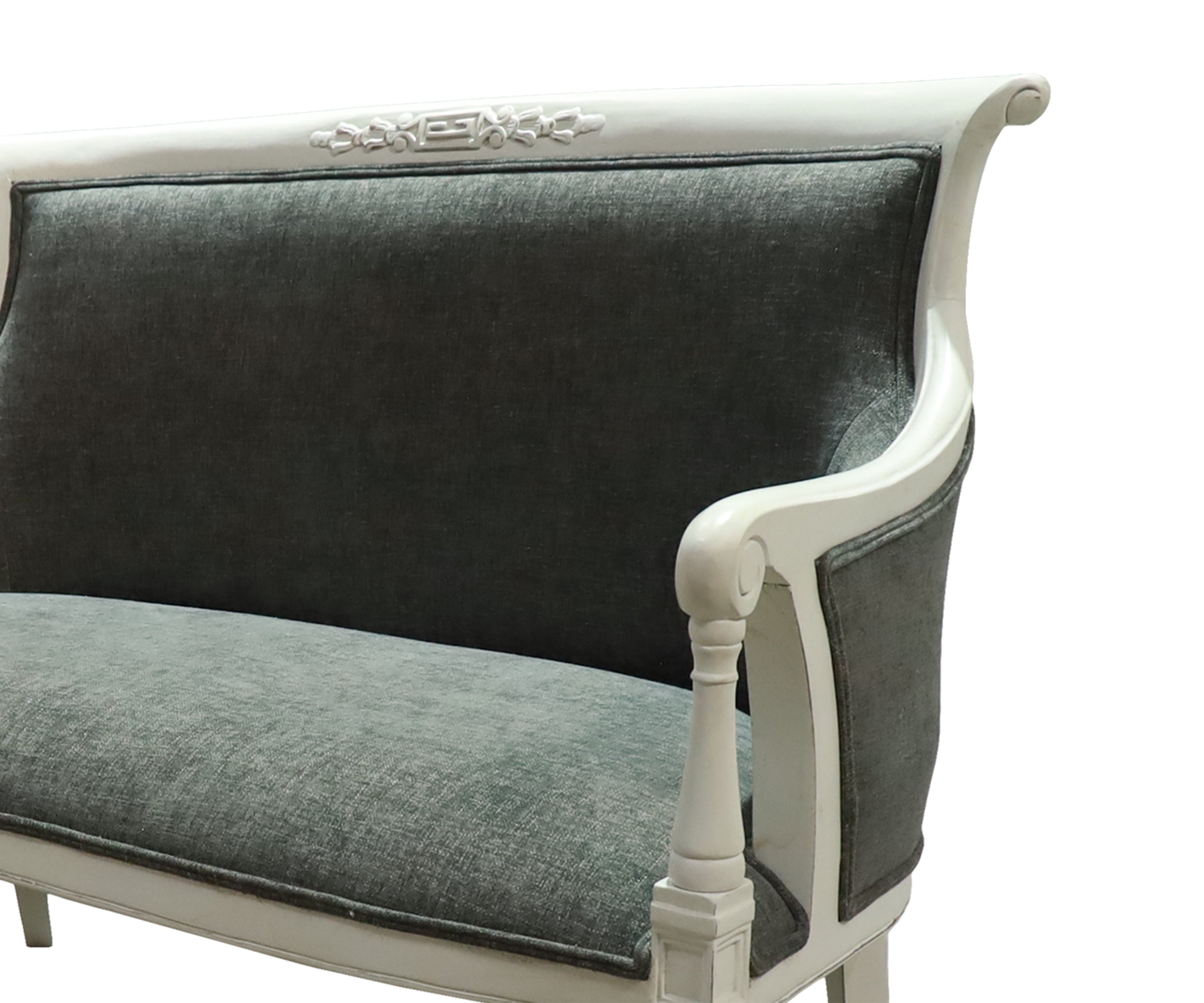 Gustavian French Style Teak Wood Two-Seater Sofa