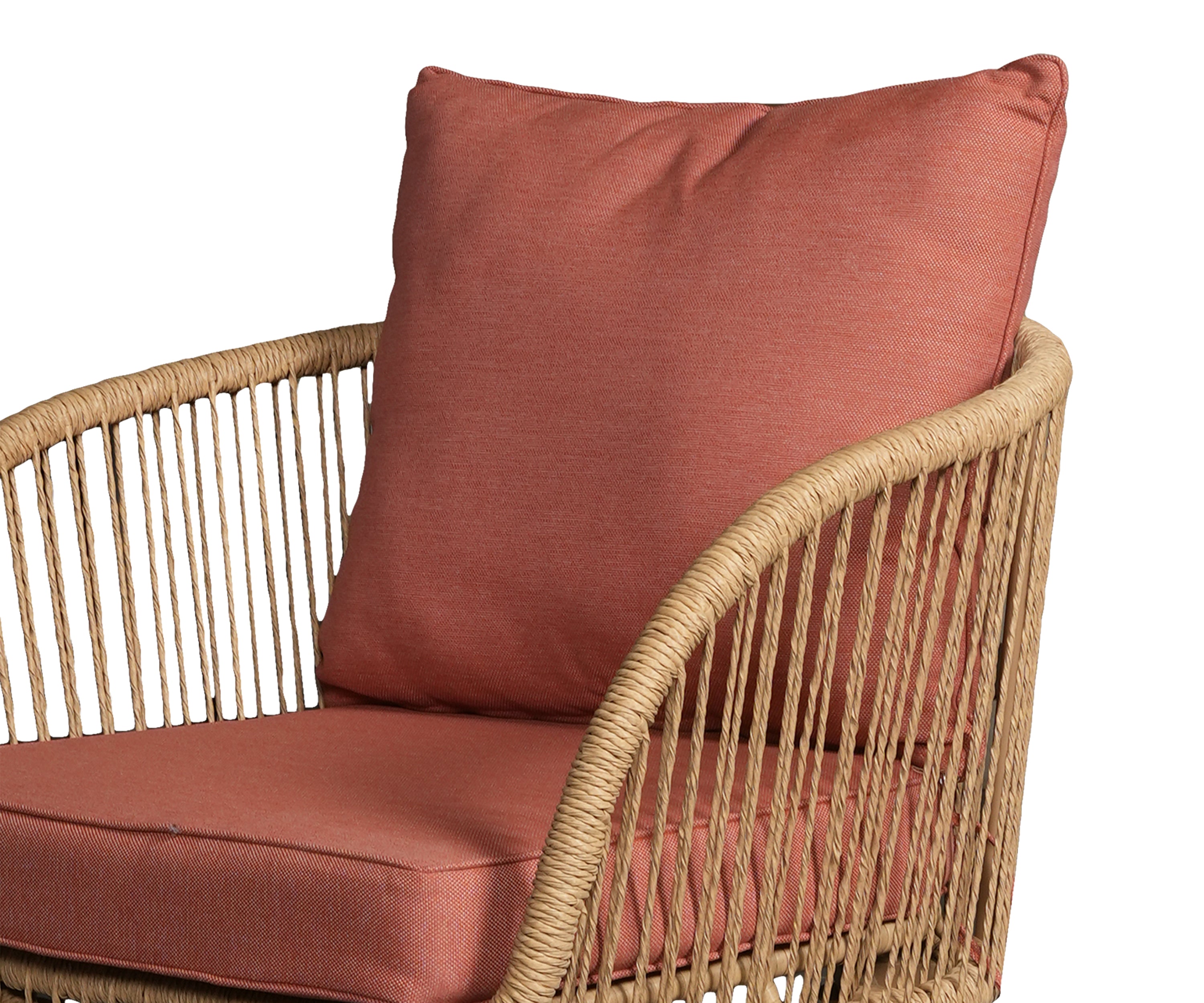 Brown Nypon Rope Outdoor Armchair with Terracotta Cushioned Seat