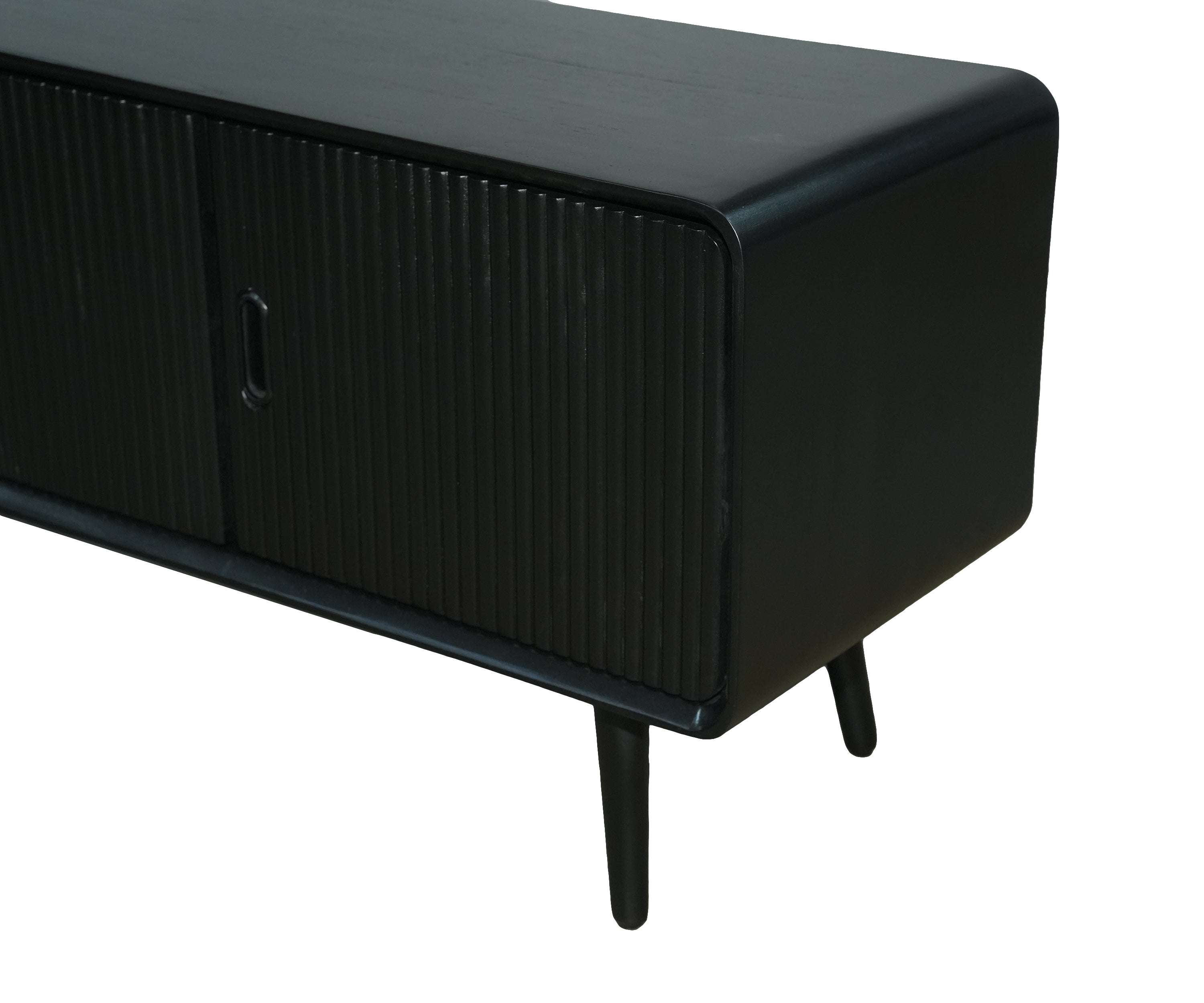 Black Fluted Rectangular TV Unit