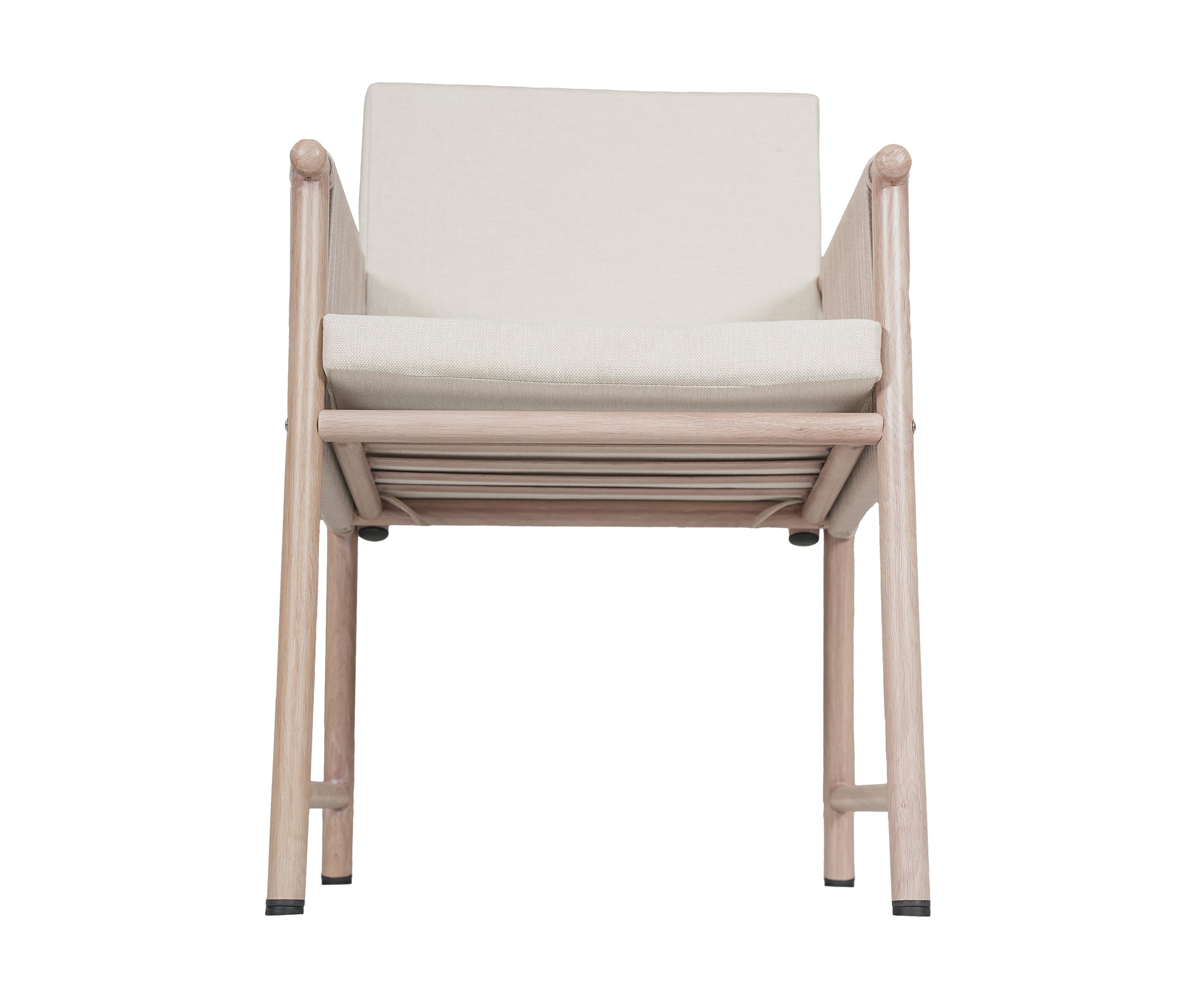 Beige Nylon Rope Outdoor Armchair with Metal Frame