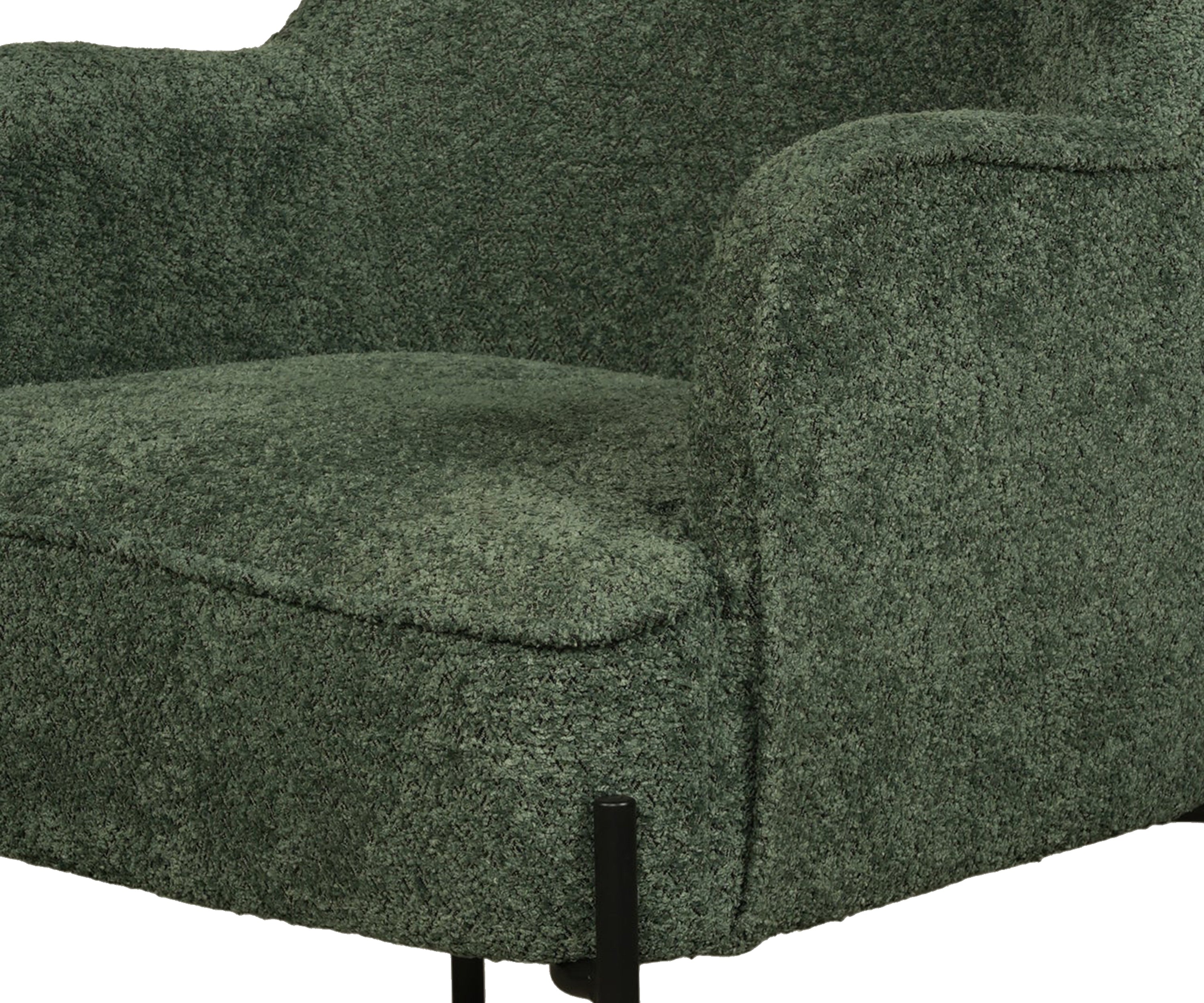 Green Bouclé Accent Arm Chair with Metal Legs