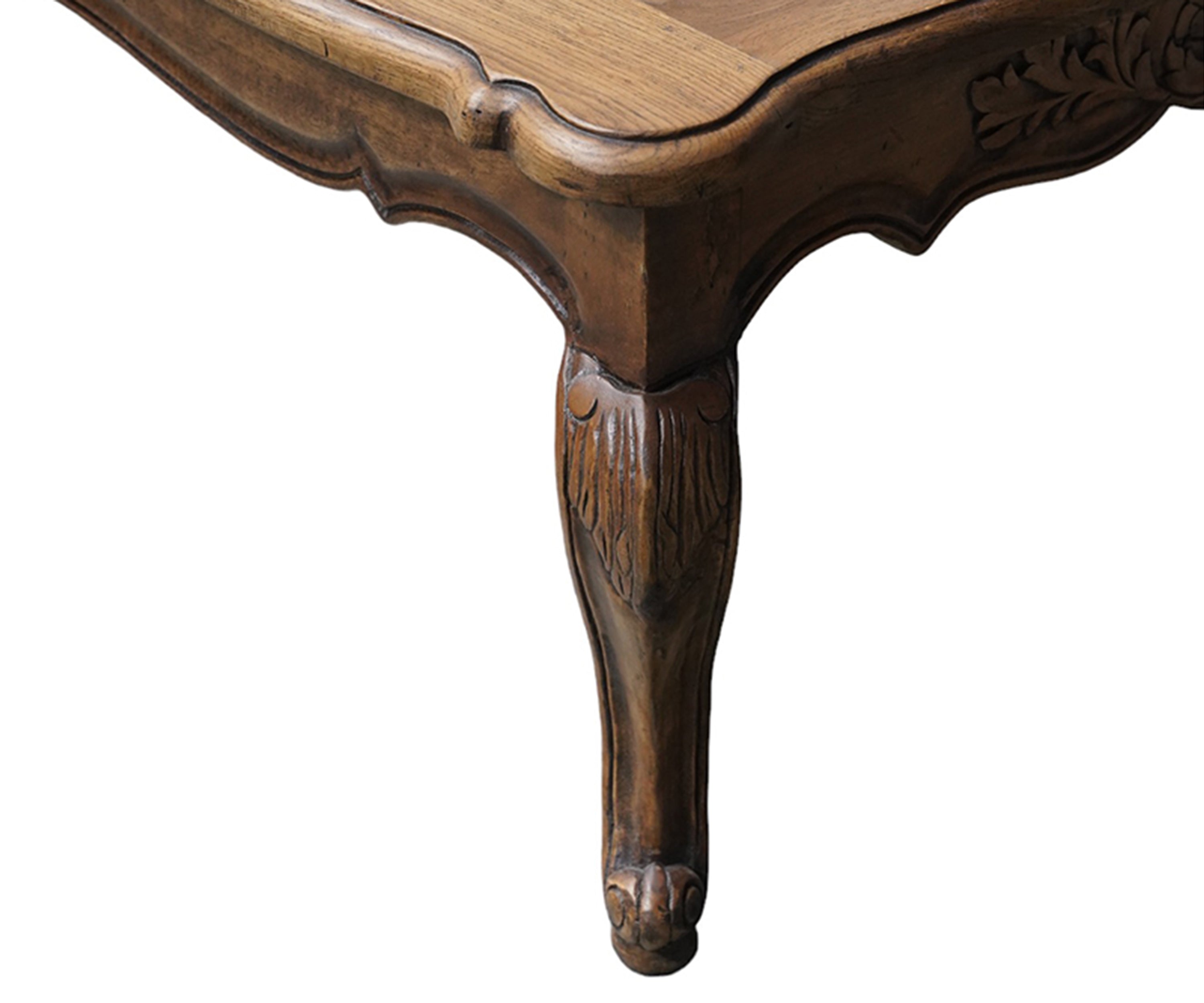 French Provincial Coffee Table with Parquetry Top & Curved Legs