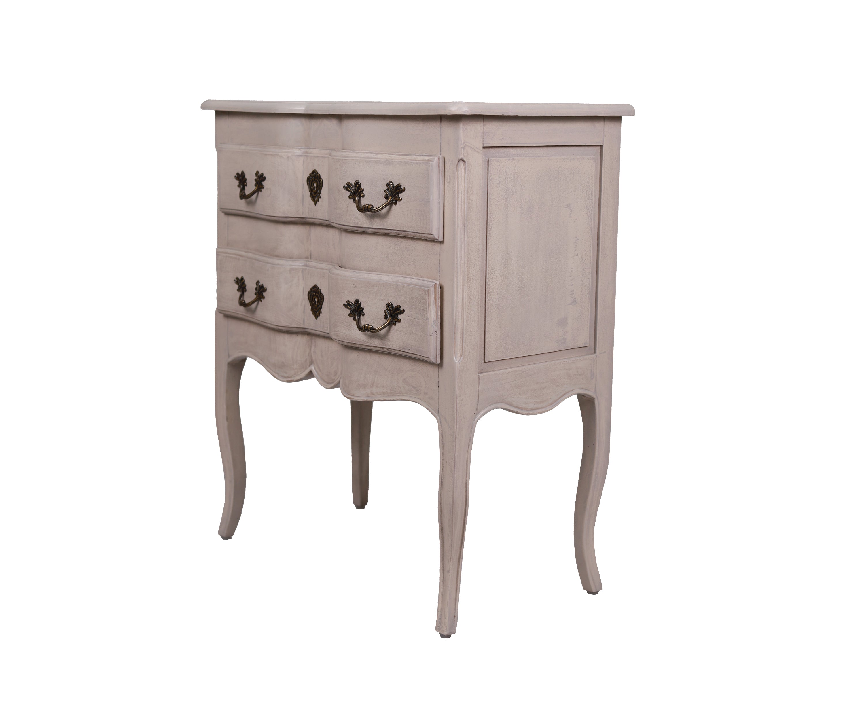 French Provincial Limed White Two-Drawer Chest