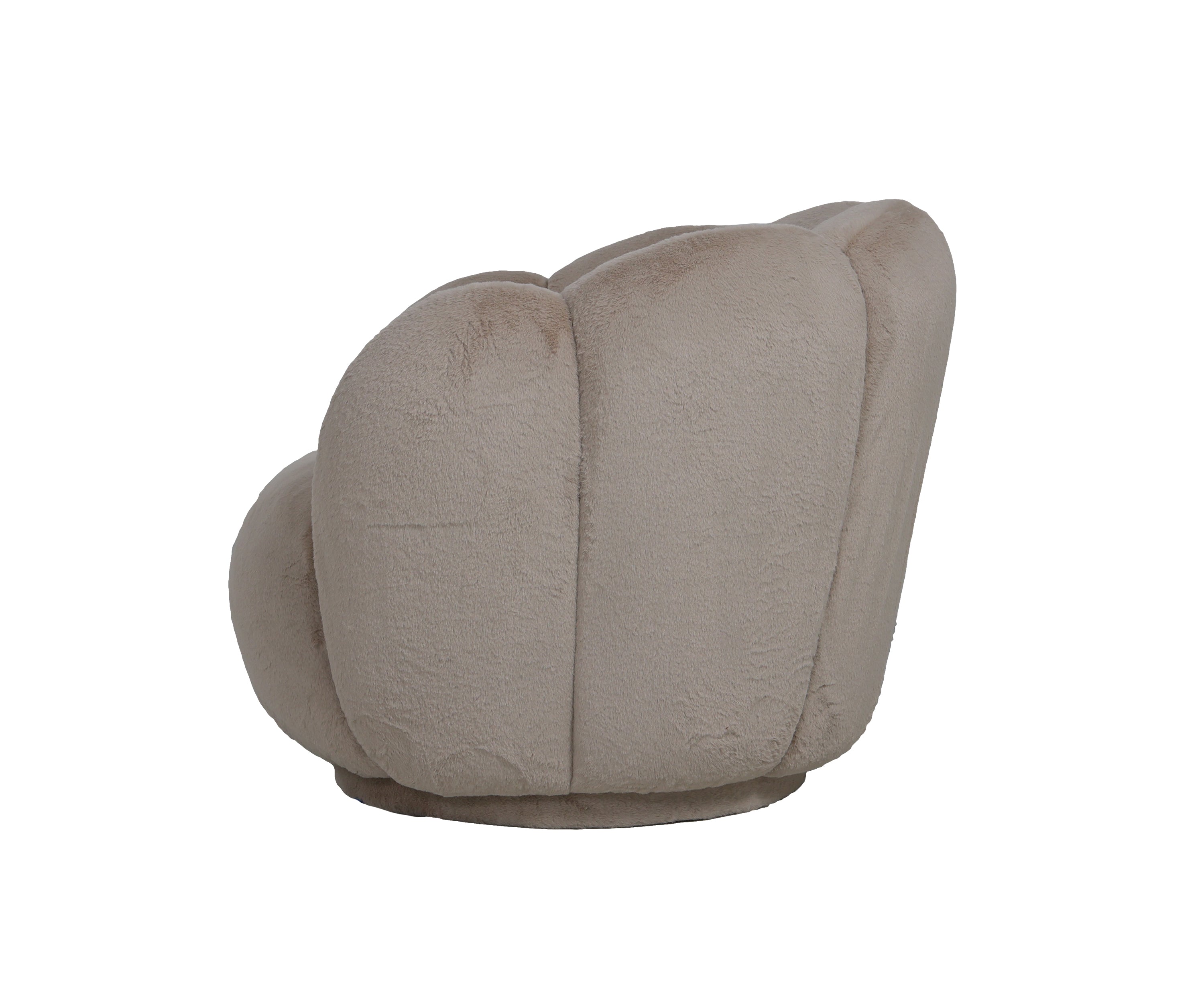 Petal Back Swivel Accent Chair in Beige Velvet