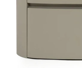 Taupe Leather Wrapped Acacia Night Stand with Dark Wood Top