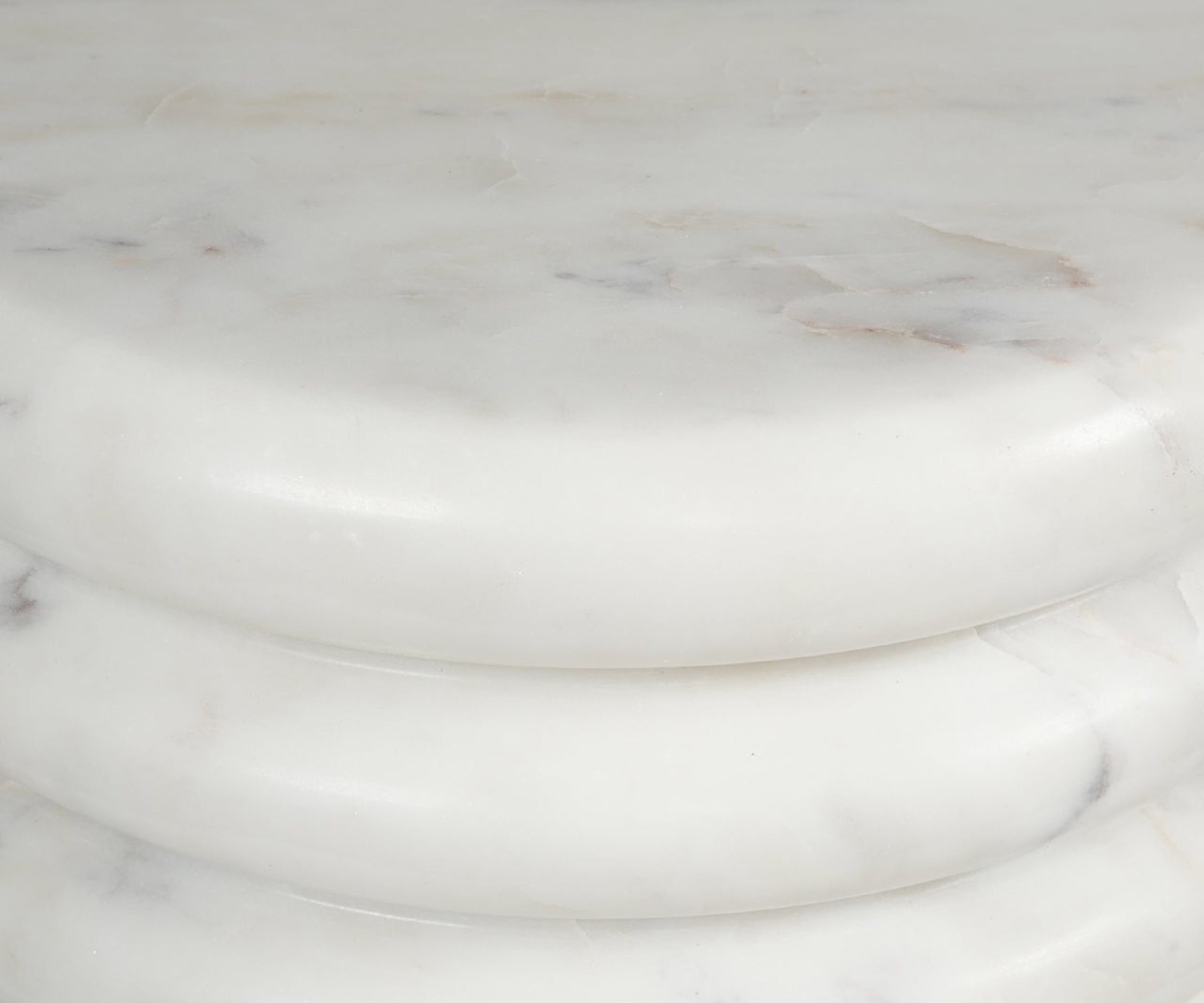 White Marble Side Table with Sculptural Ring Base
