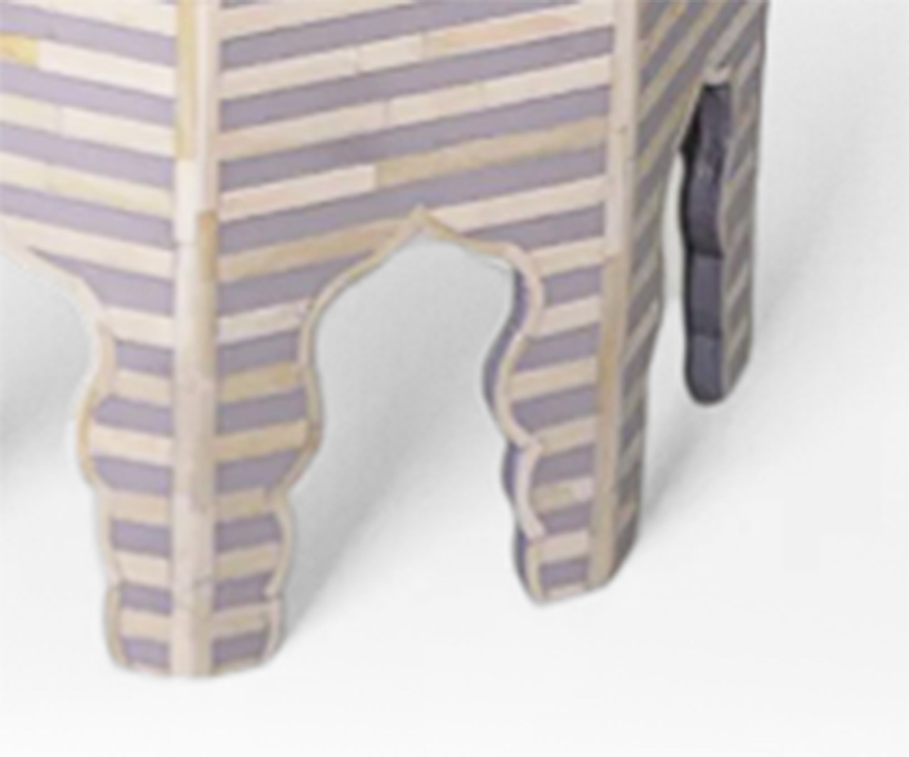 Ivory and Grey Bone Inlay Side Table with Geometric Pattern