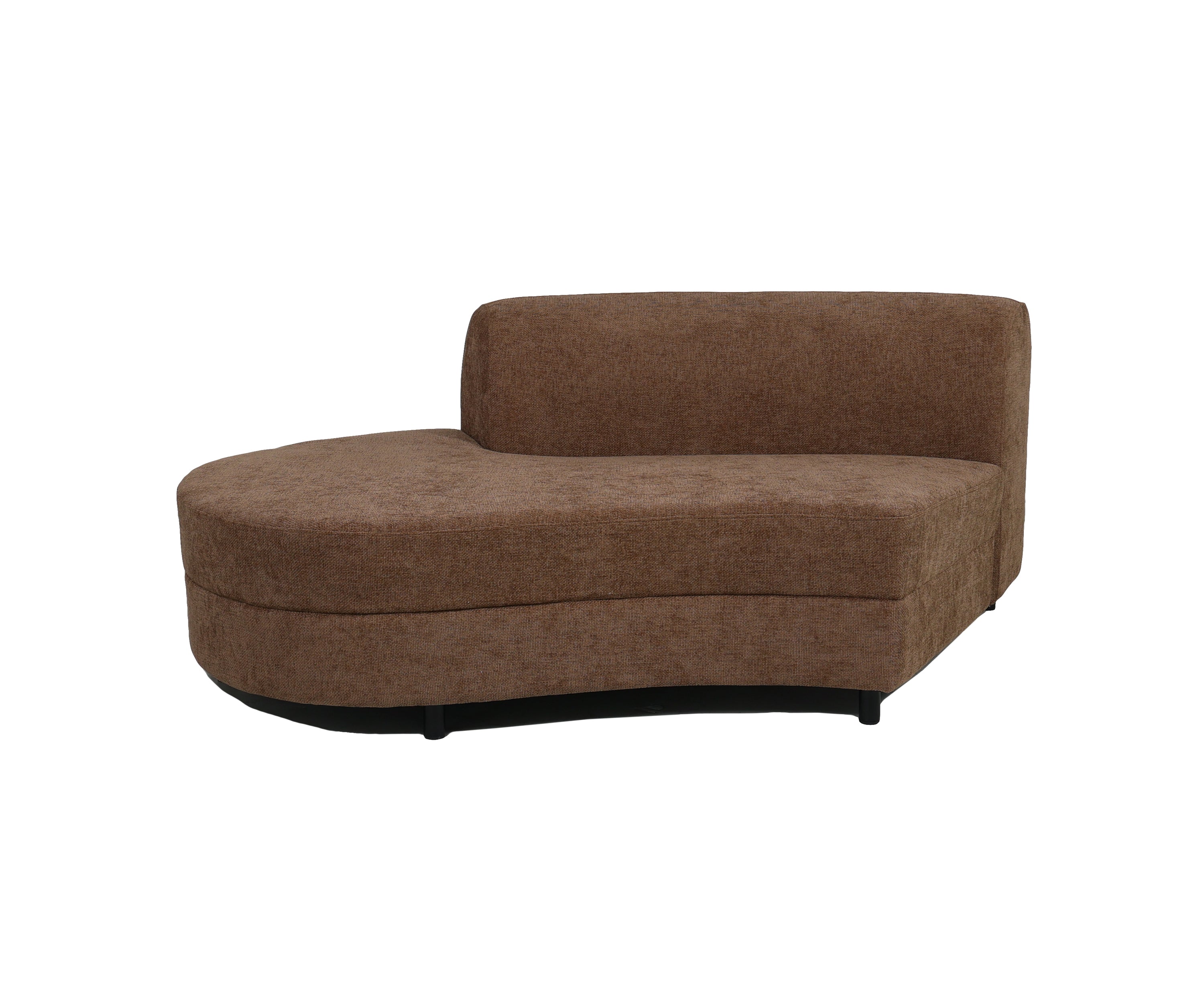 Bouclé Curved Sectional Sofa in Warm Mocha Brown