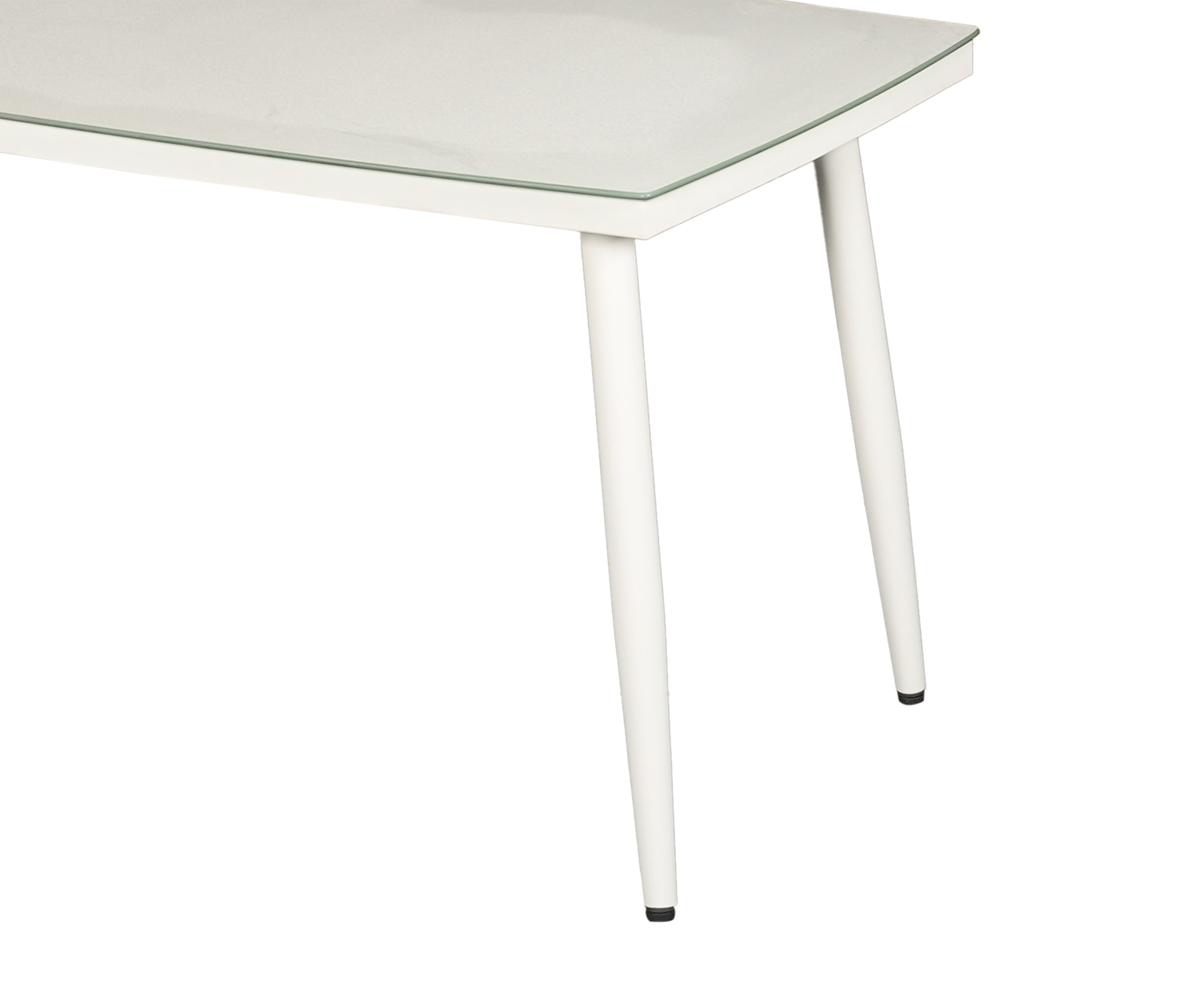 White Outdoor DiningTable with Metal Legs