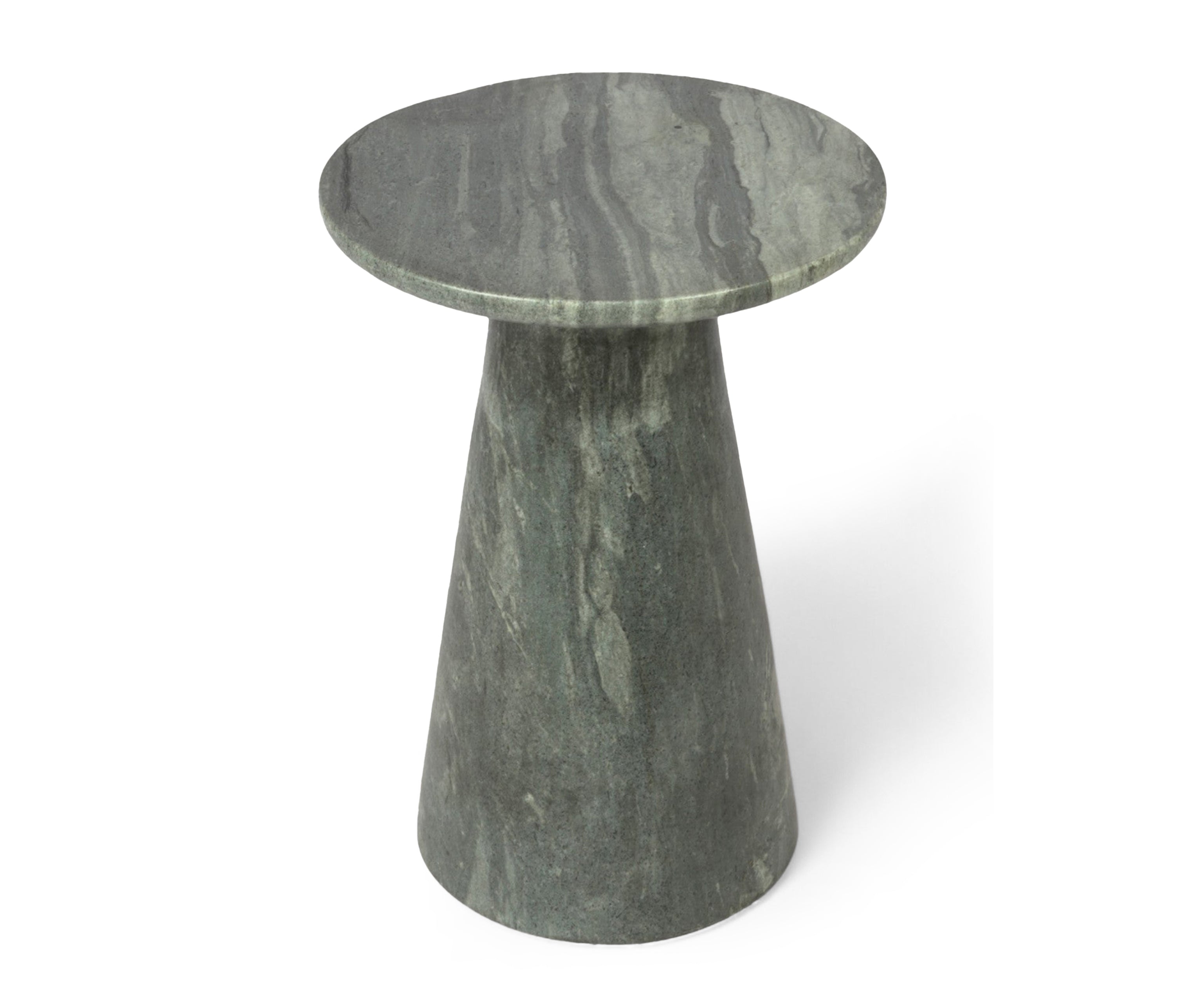 Green Marble Side Table with Tapered Pedestal Base