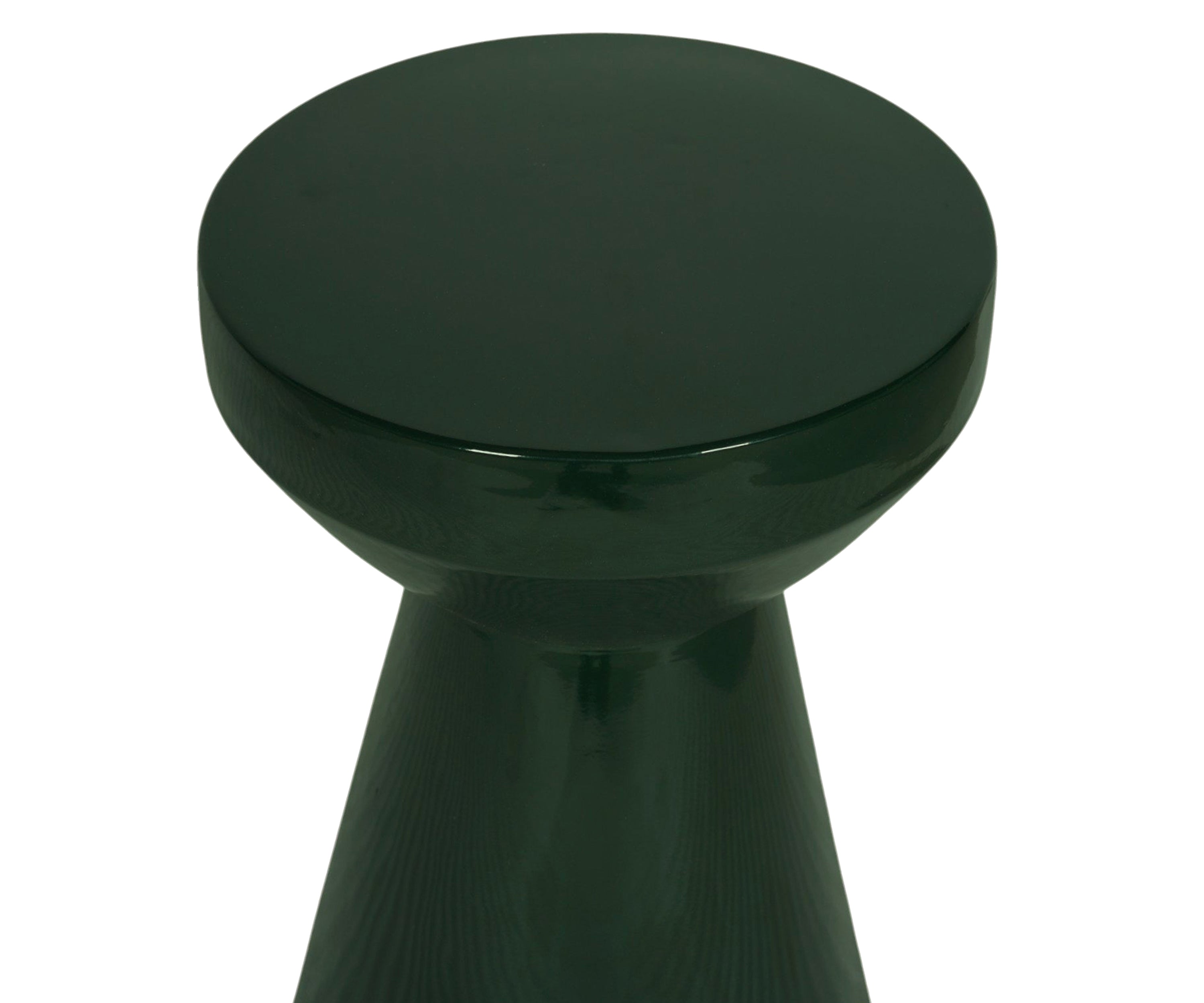 Emerald Green Metal Side Table with Tapered Pedestal Base