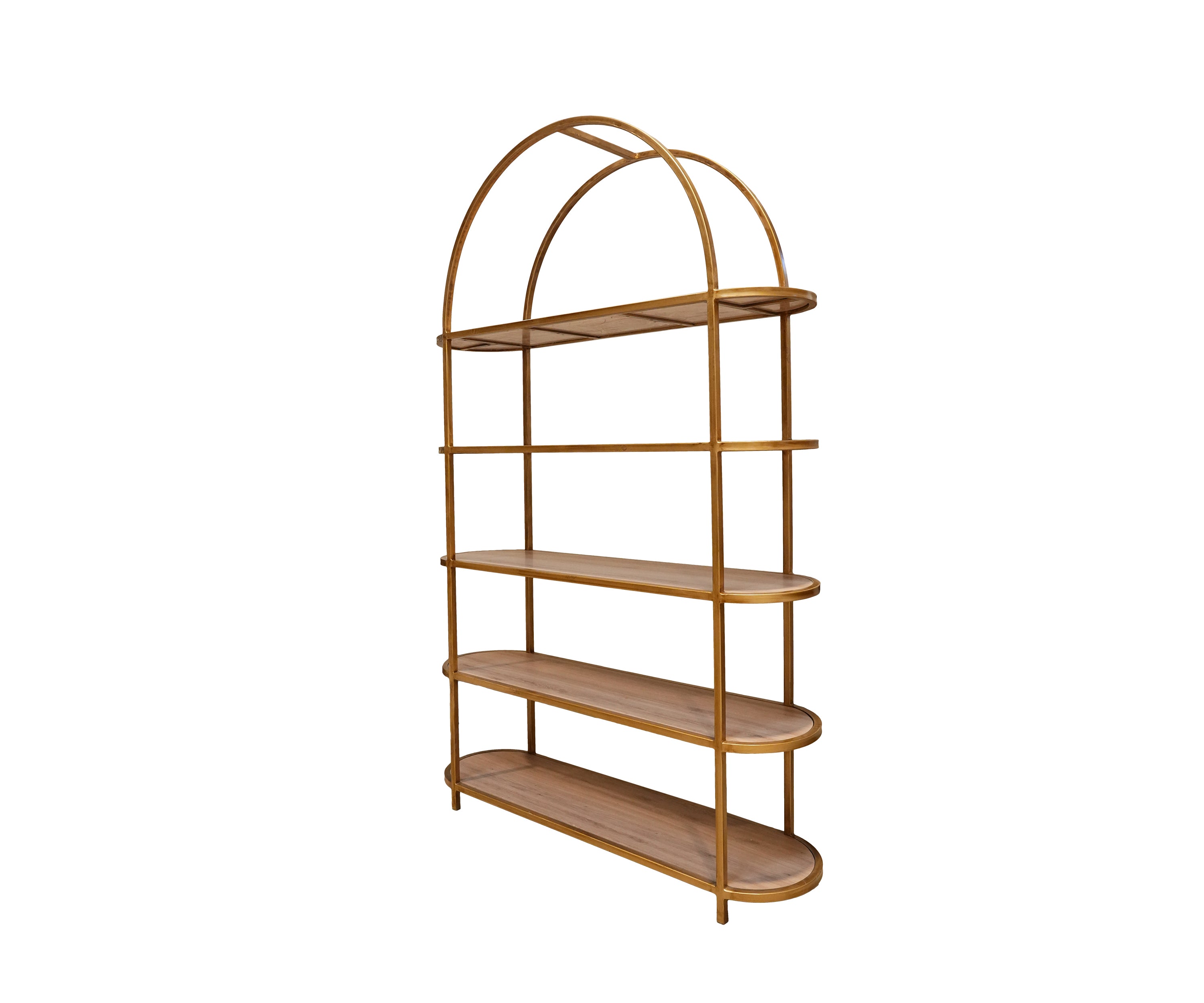 5-Tier Wooden Display Shelf with Metal Frame