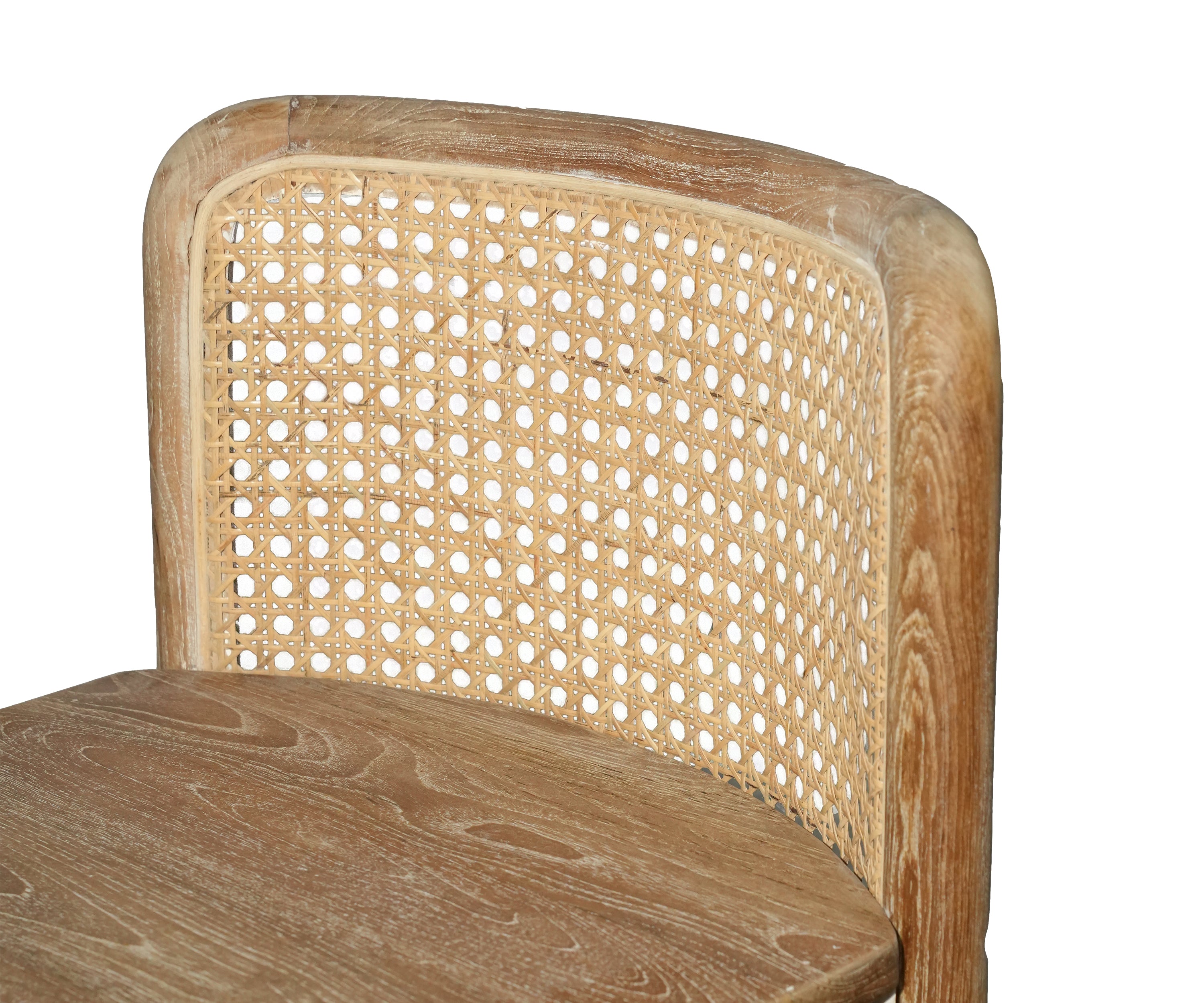Minimalist Cane Back Bar Chair with Natural Frame and Open Base