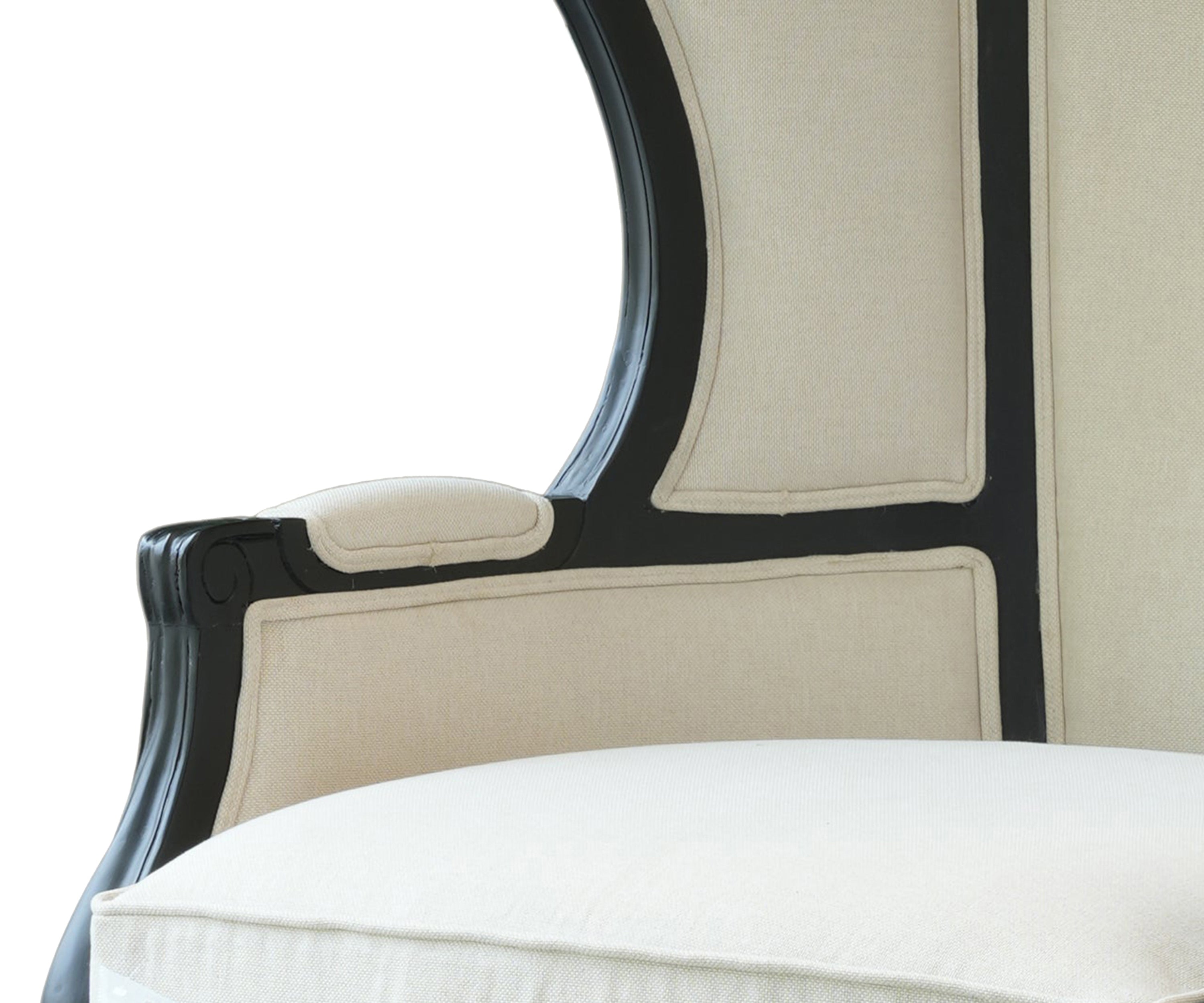 Black and Ivory High Back Wing Accent Chair