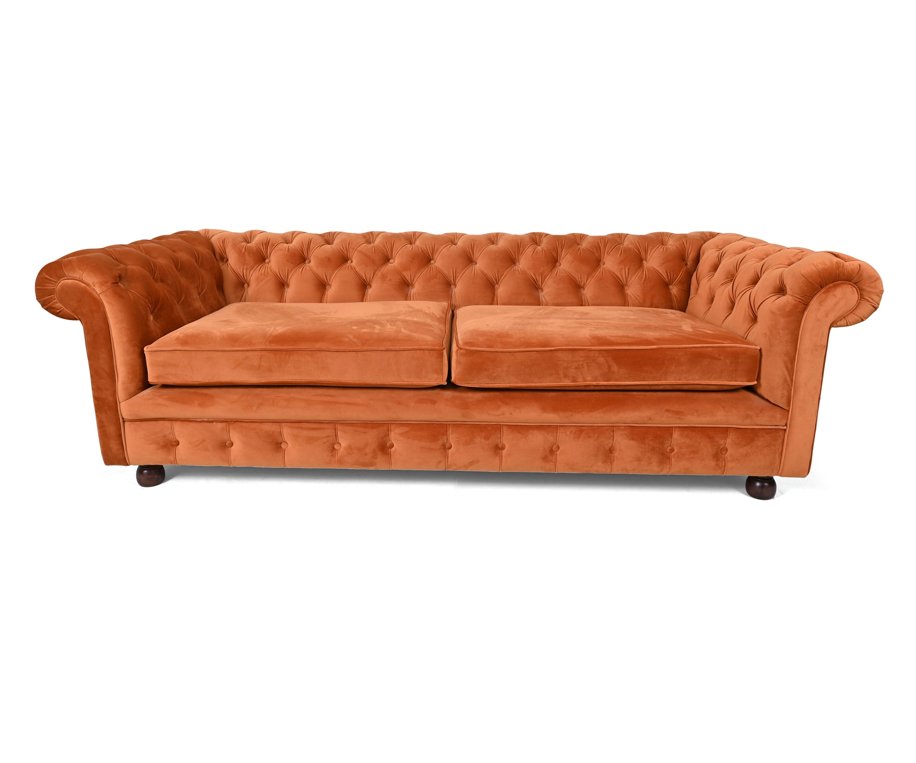 Rust Tufted Velvet 3 Seater Sofa