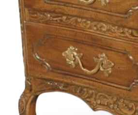 French Provincial Oak Wood Dresser with Carved Apron and Cabriole Legs