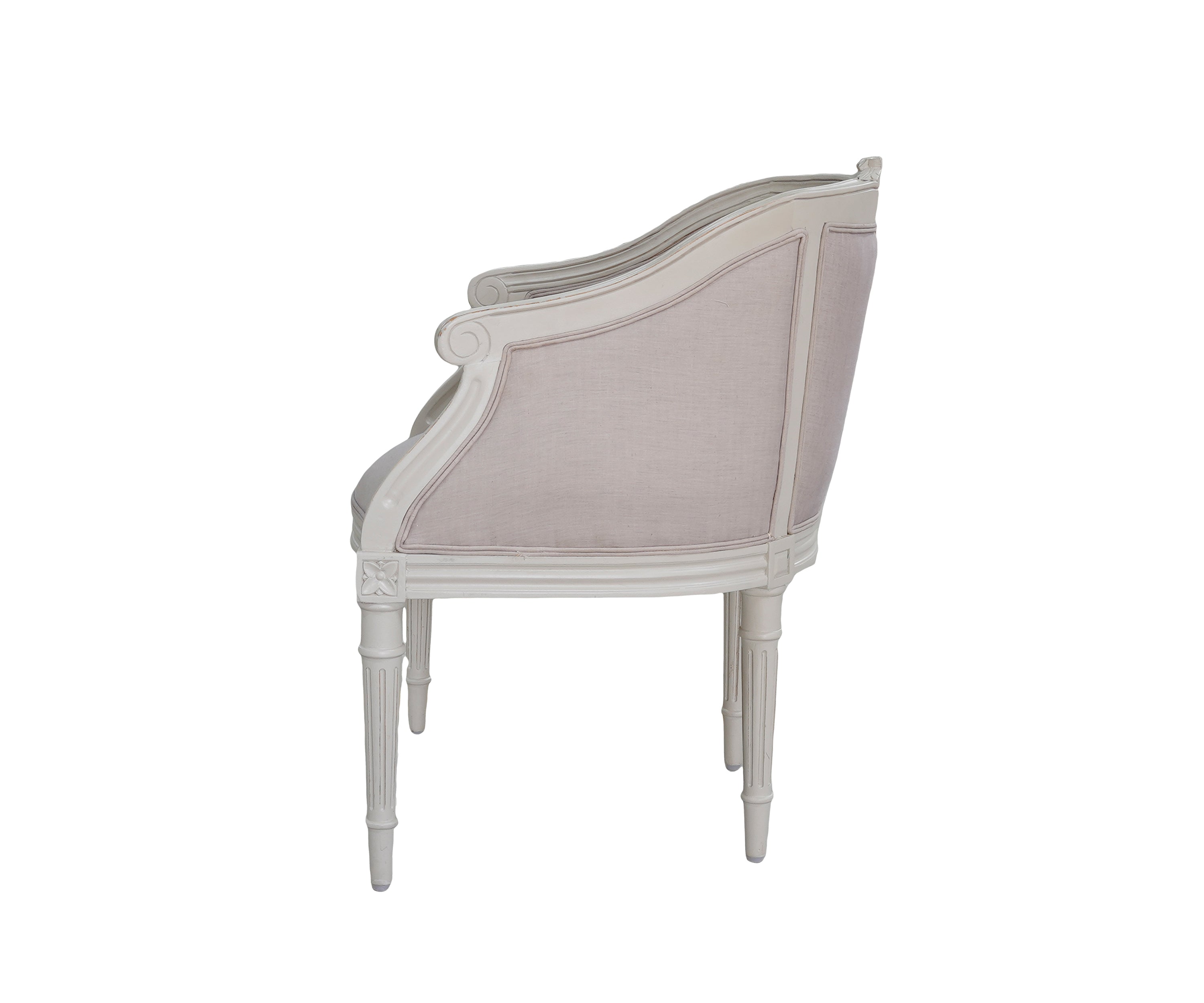 French Tufted Linen Tub Single-Seater Sofa with Solid Wood Frame
