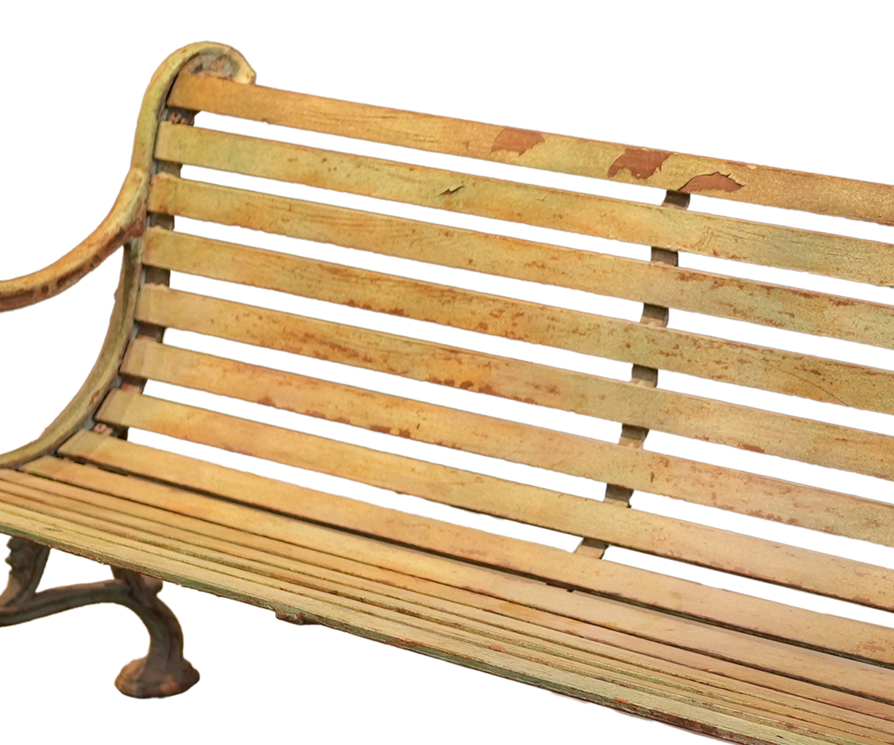 Vintage Outdoor Bench with Slatted Seat