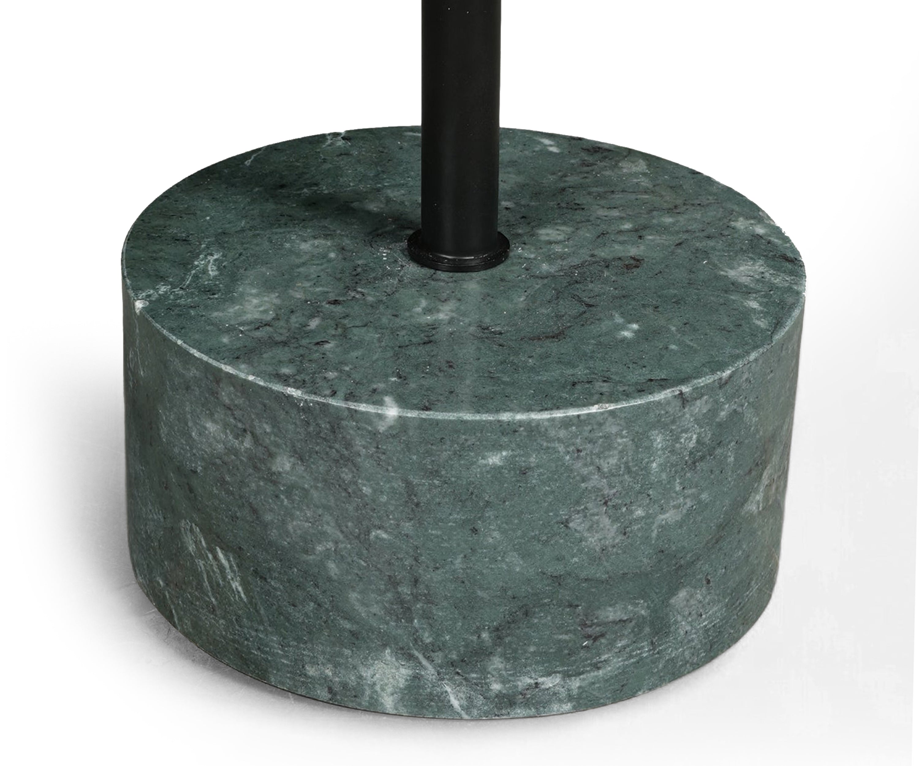 Green Marble Martini Side Table with Black Metal Stem Base - Large