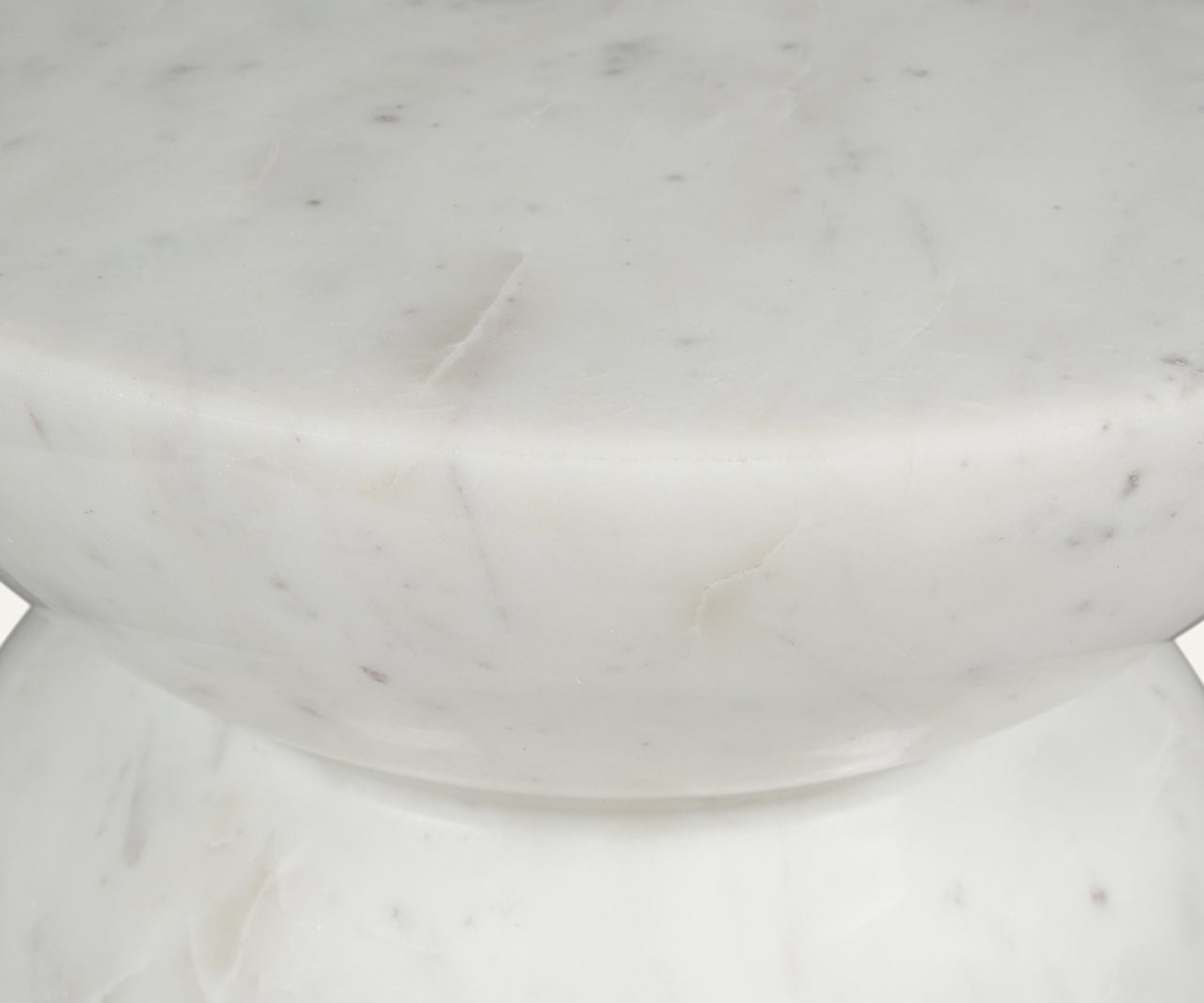 White Marble Sculptural Side Table with Orb Totem Base