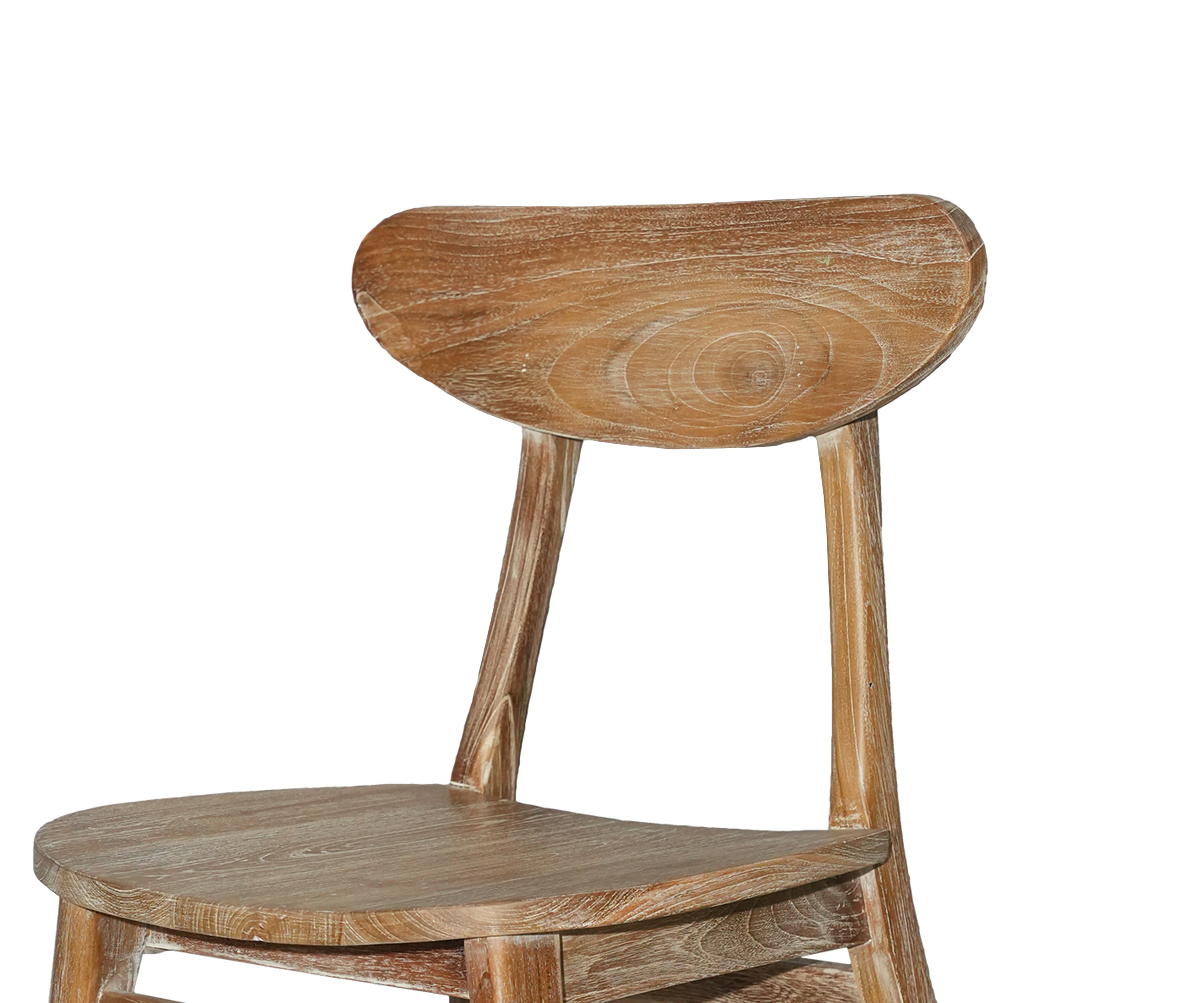 Rustic Teak Wood Dining Chair with Oval Backrest