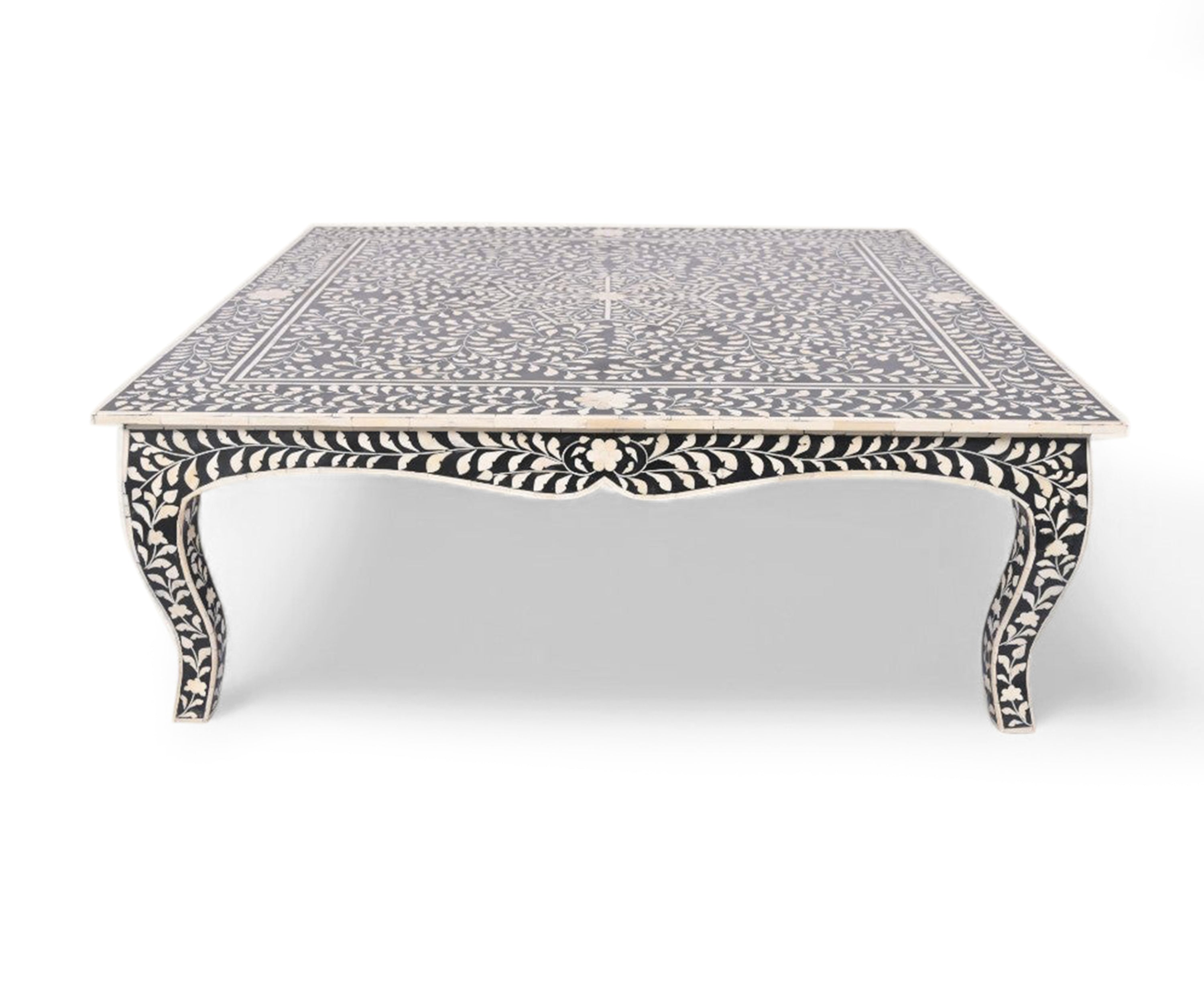 Handcrafted Bone Inlay Centre Table-Black