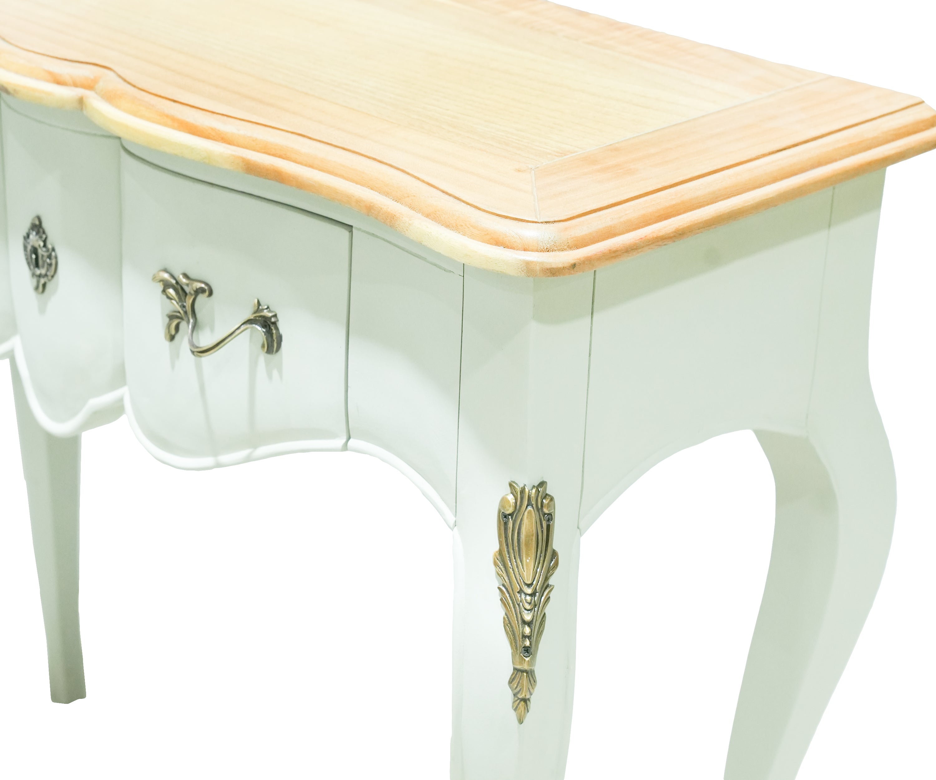 French Off-White & Teak Console