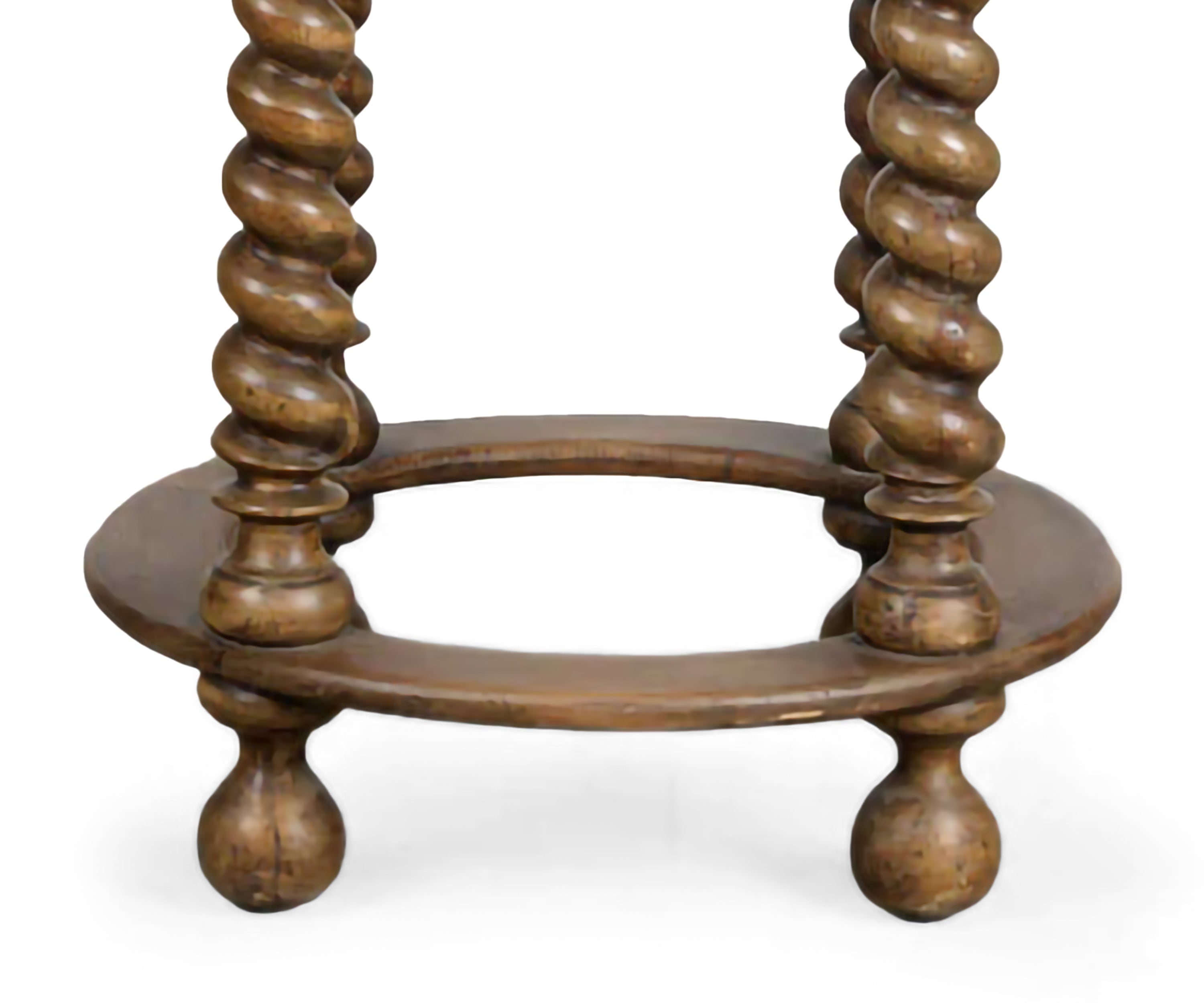 Solid Wood Round Side Table with Barley Twist Legs