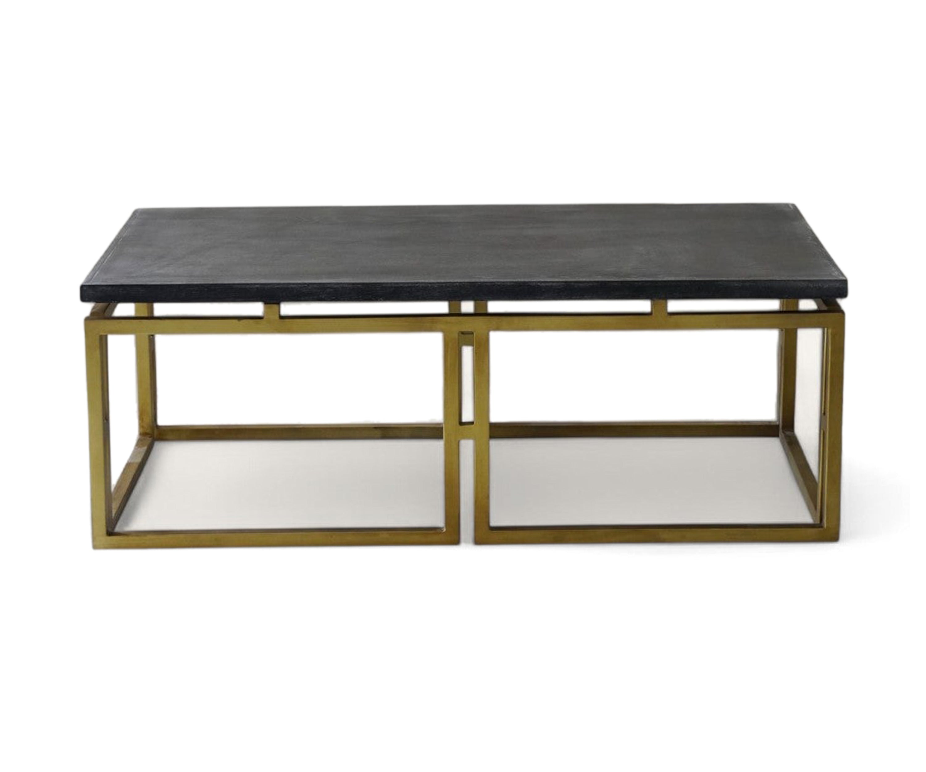 Black Top Brass Frame Coffee Table
