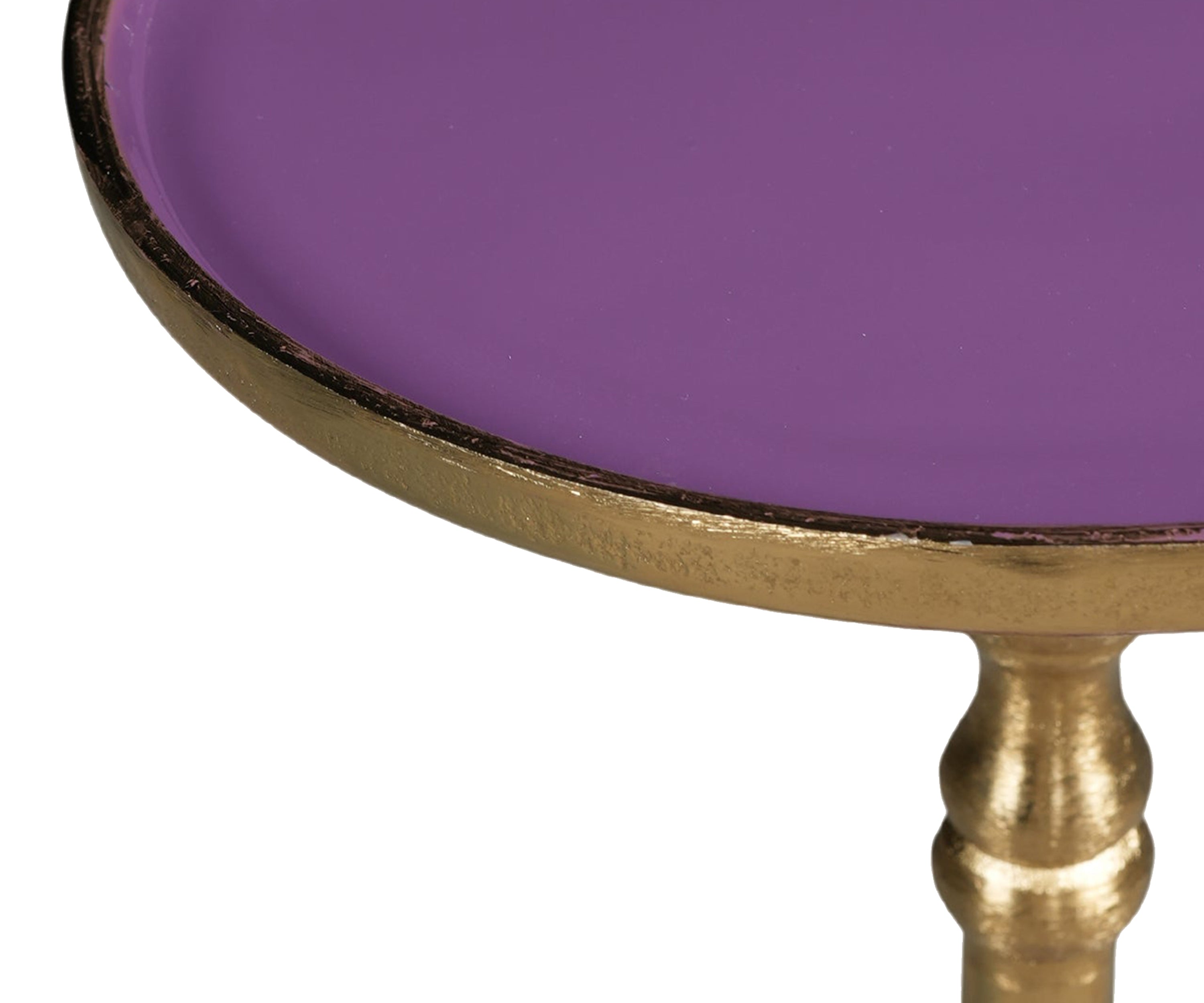 Brass Martini Side Table with Purple Tray Top