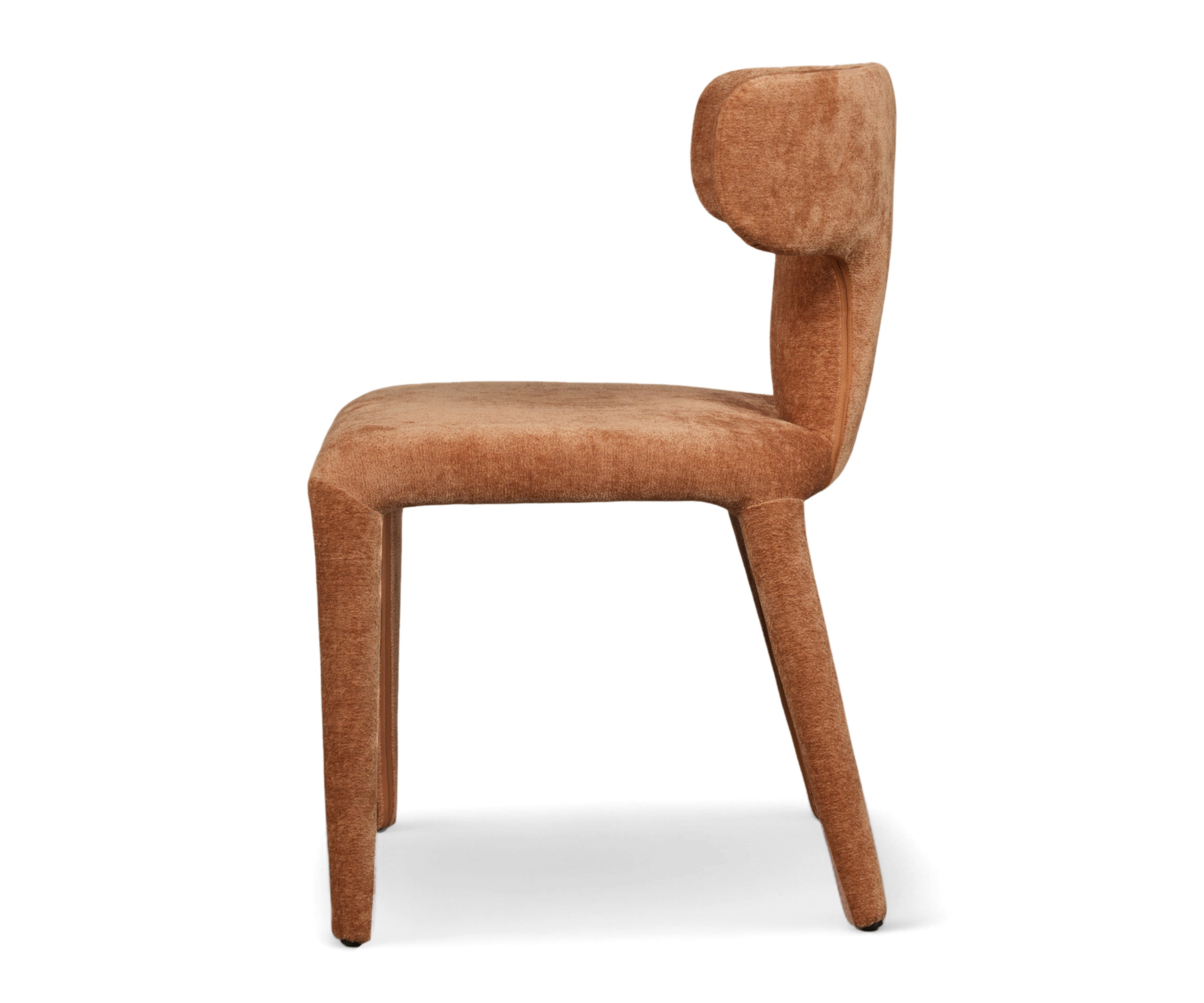 Rust Brown Sculptural Upholstered T-Back Dining Chair