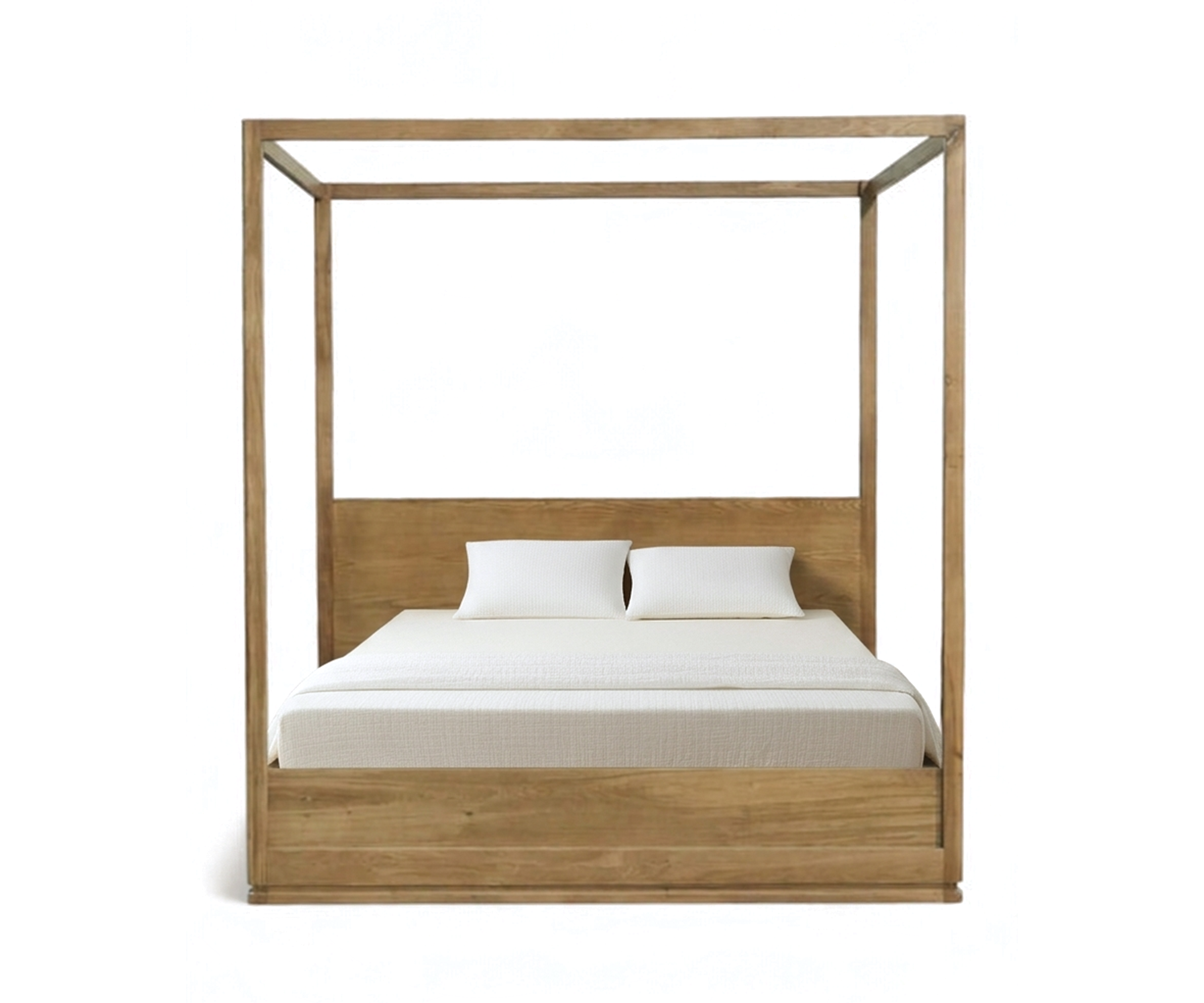 Minimalist Canopy Bed with Natural Wood Finish