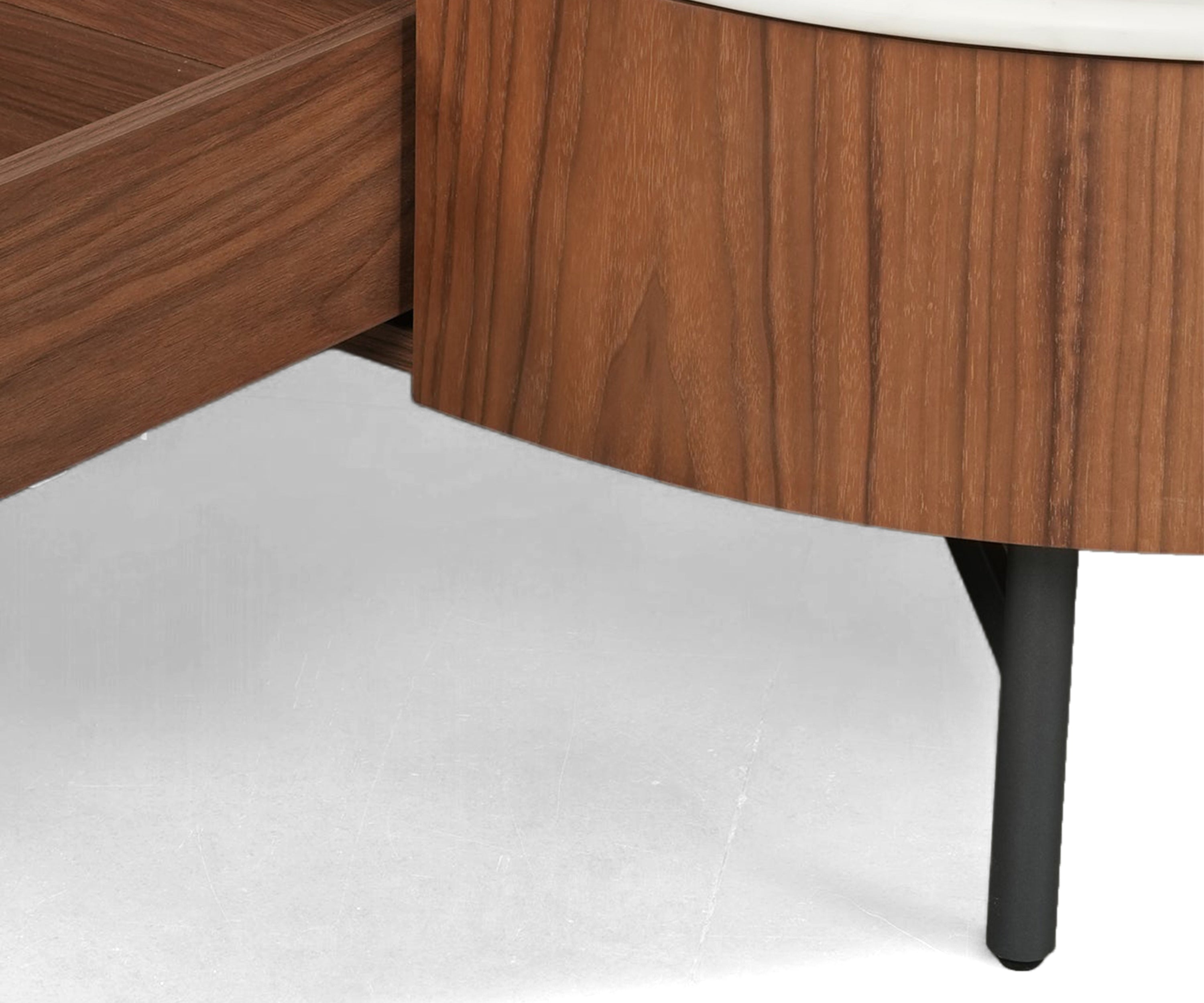 Walnut Marble Top Coffee Table with Storage