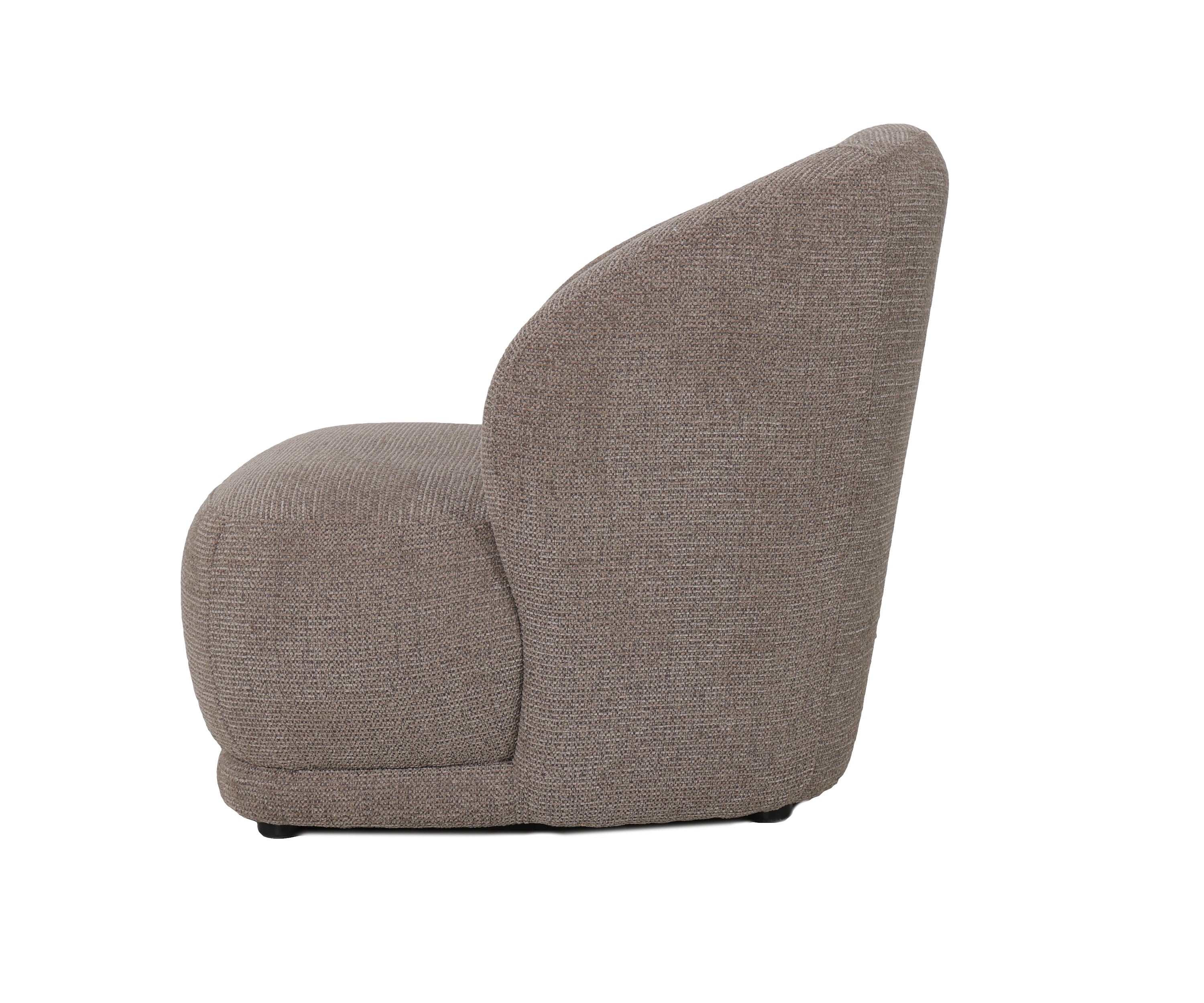 Curved Wrap-Around Boucle Armchair in Brownn