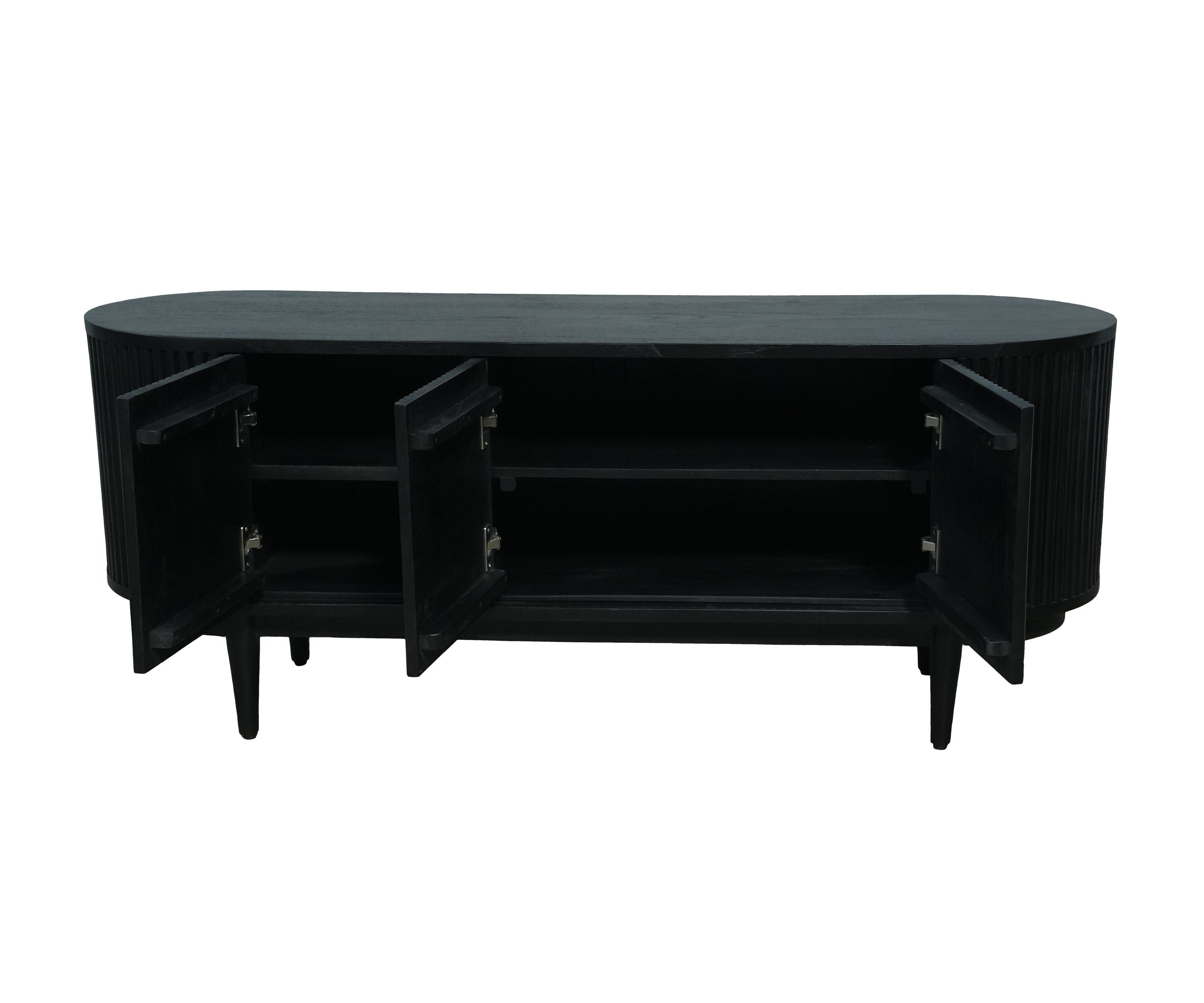 Black Ribbed Oval TV Unit