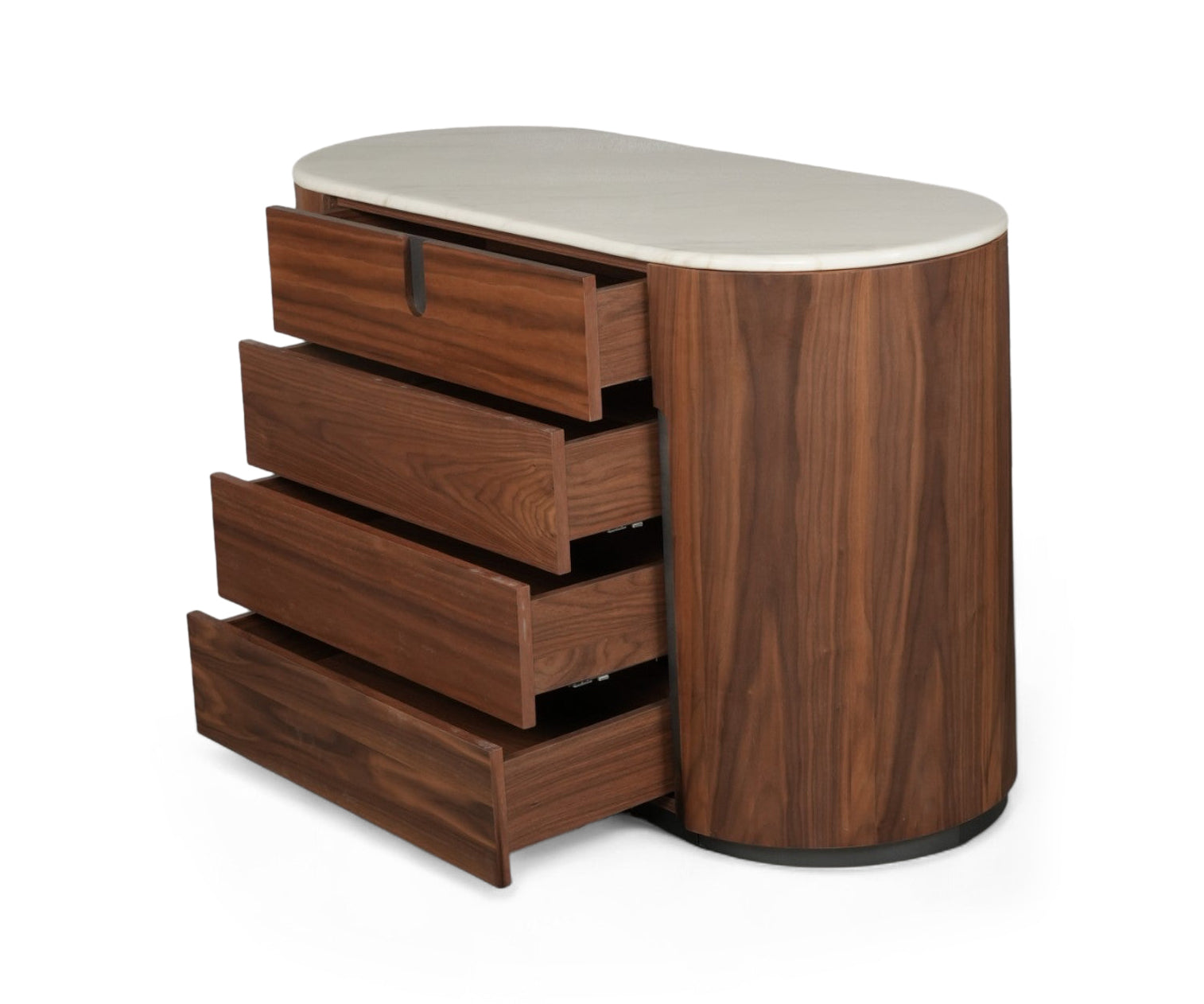 Modern Walnut Chest of Drawers with Marble Top