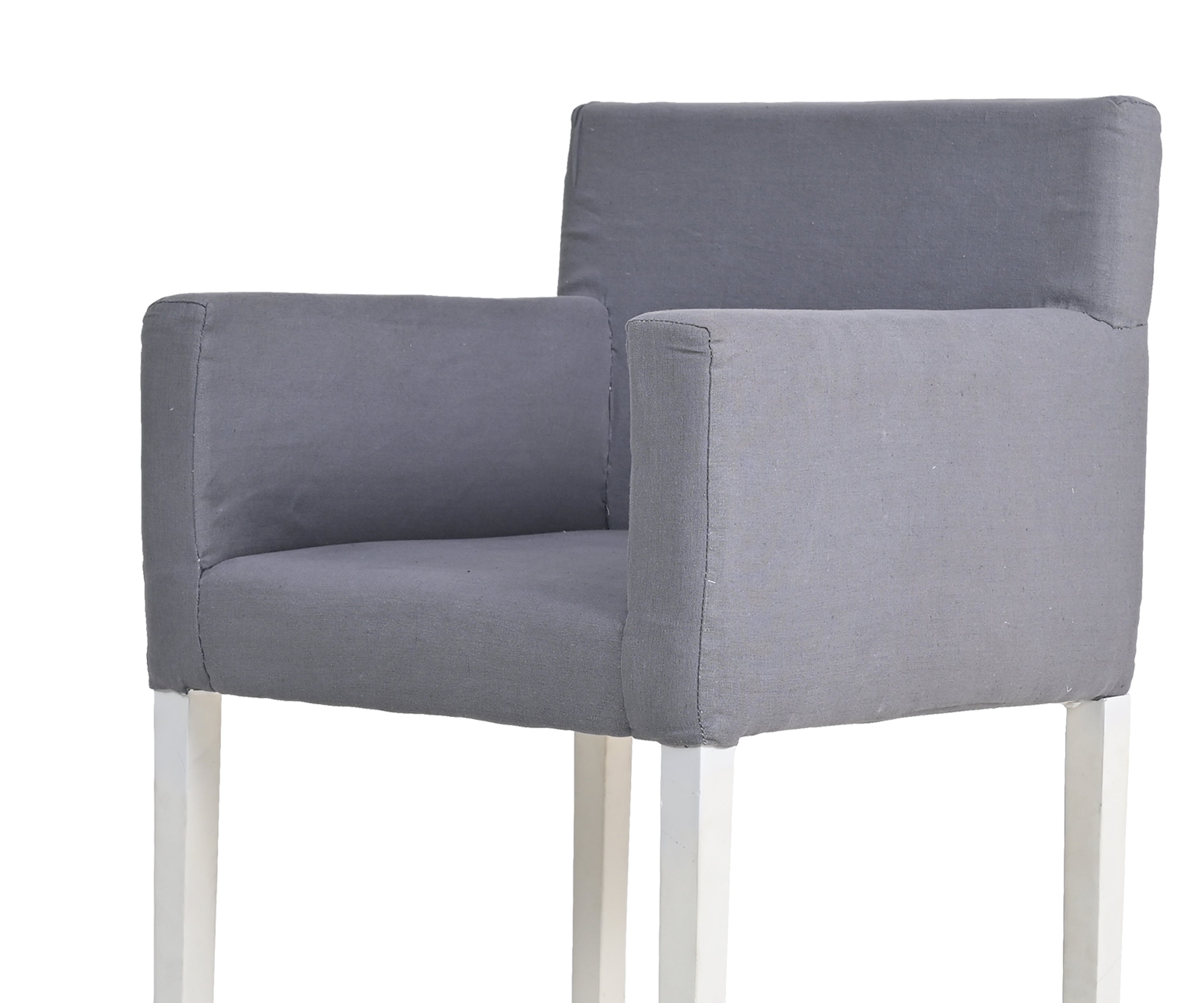 Mist Grey Upholstered Bar Chair with White Frame