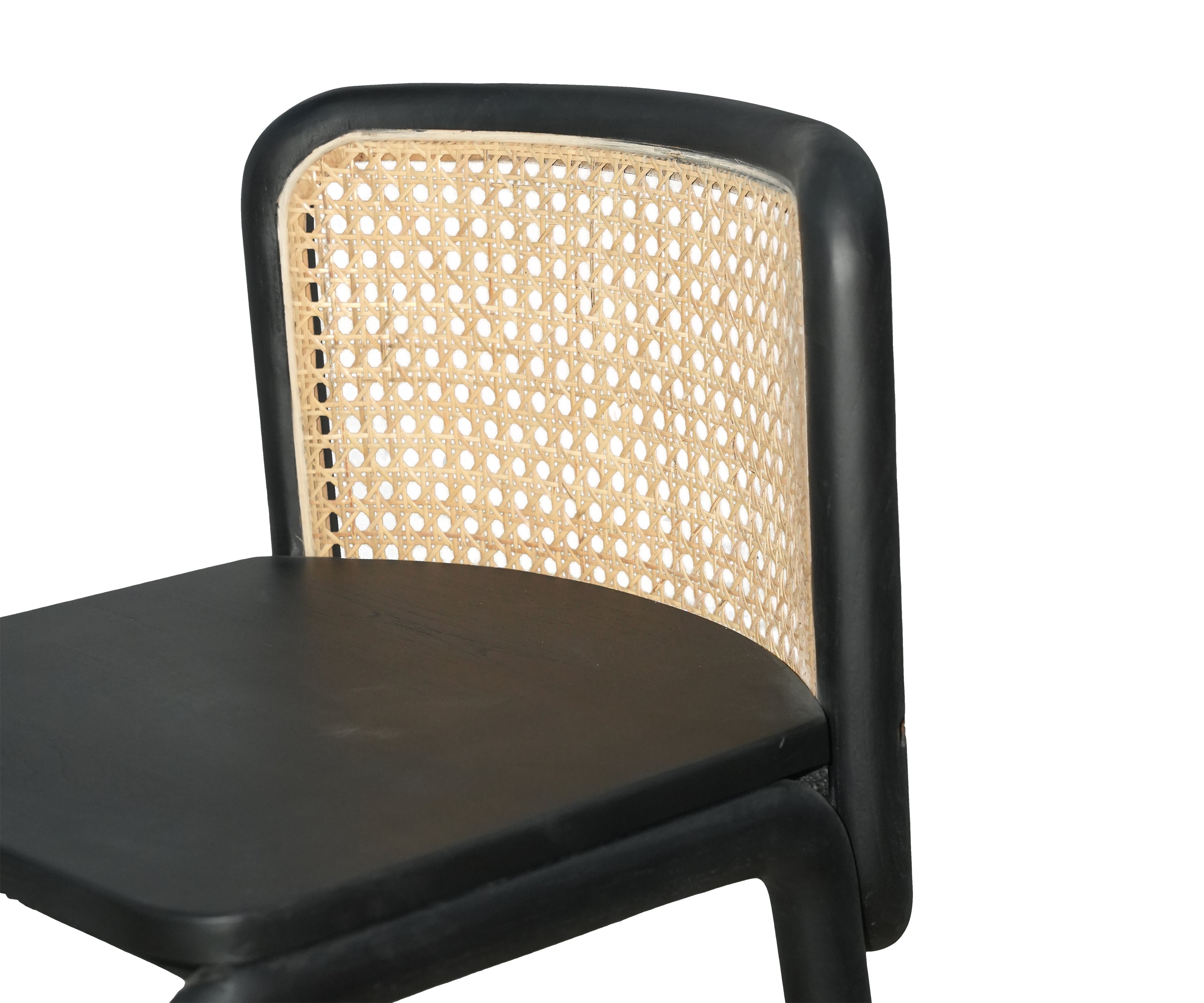 Minimalist Cane Back Bar Chair with Black Frame and Open Base