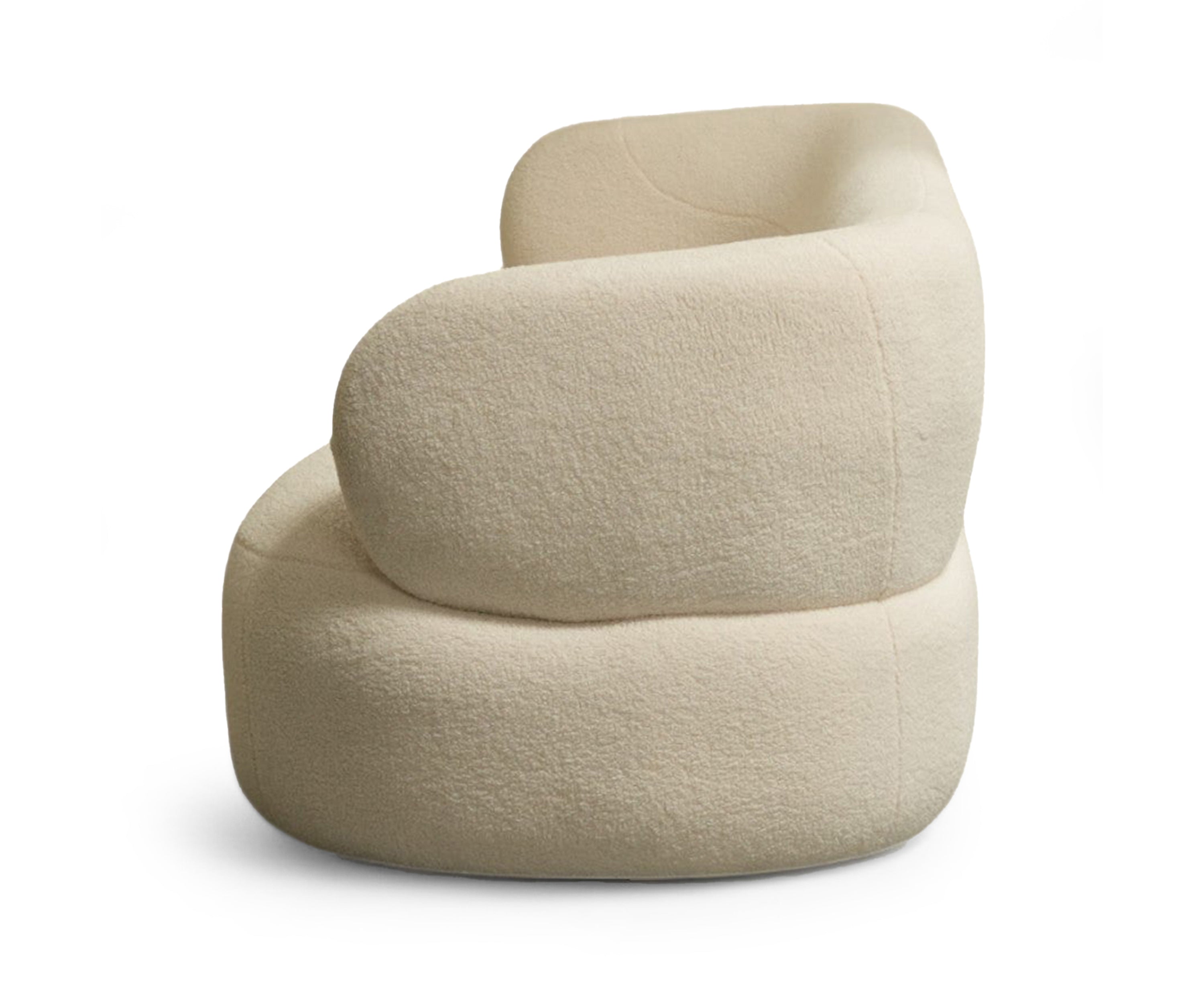Crescent Curve Bouclé 3 Seater Sofa - IVORY