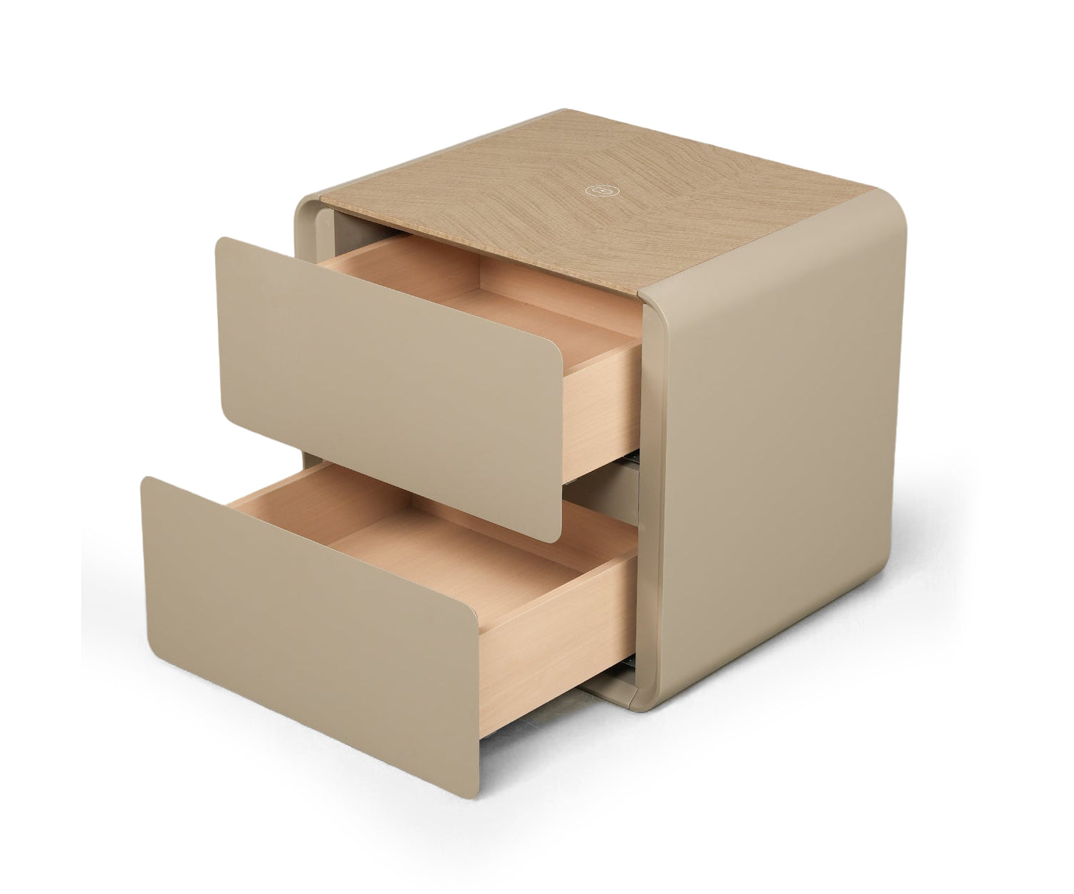 Taupe Curve 2-Drawer Bed Side Table