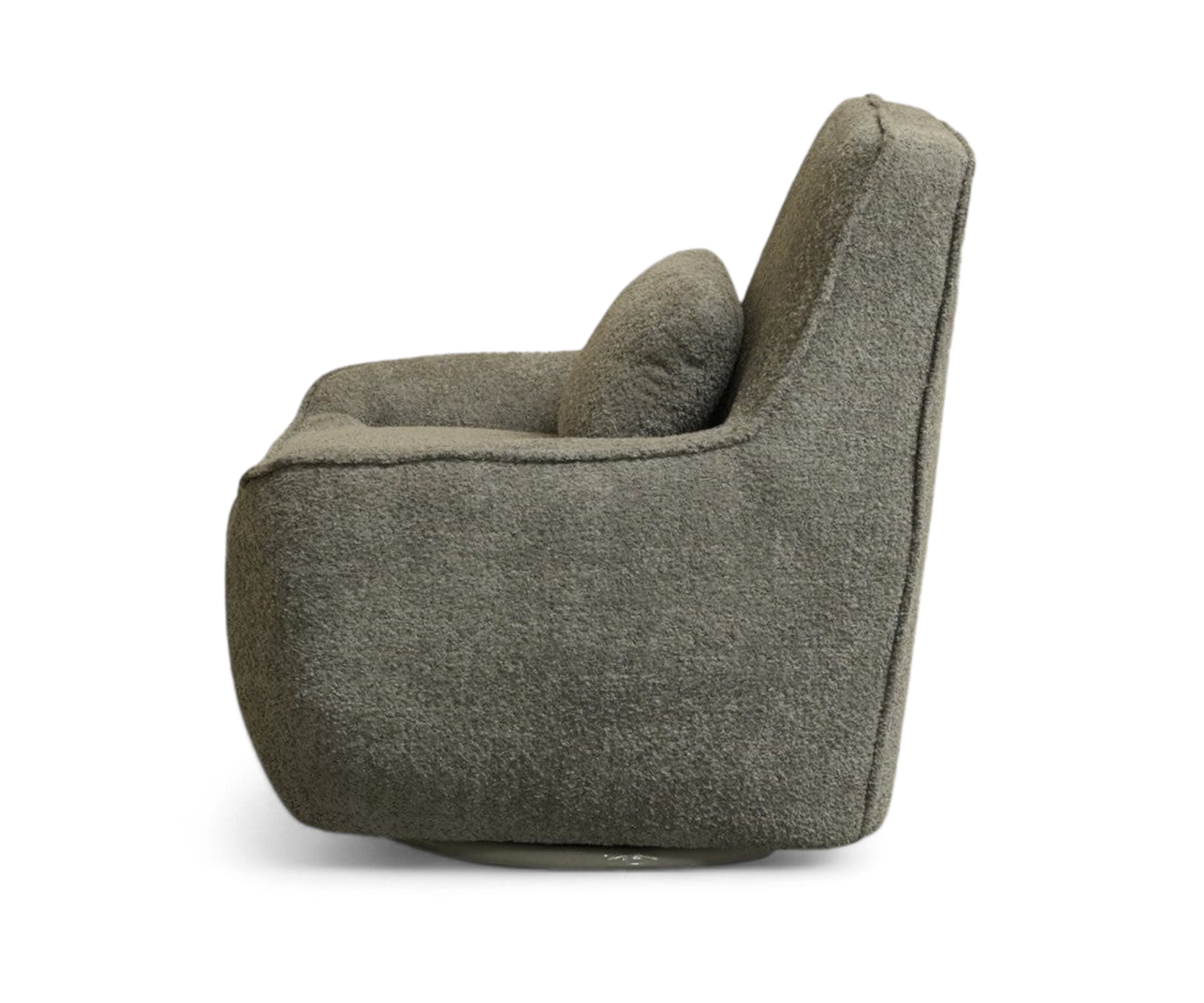 Contour Bouclé Swivel Gray Lounge Chair