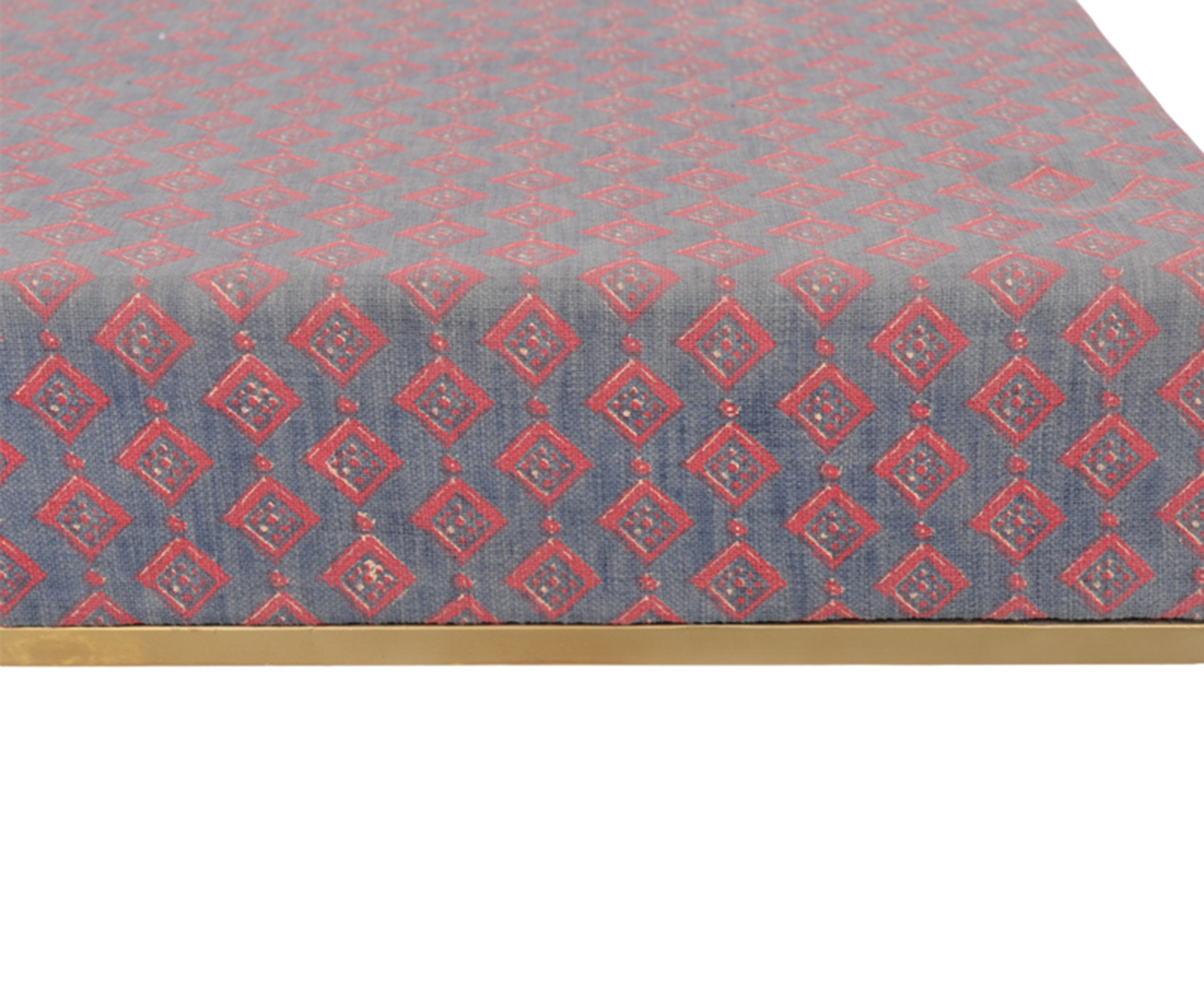 Square Cotton Woven Durrie Ottoman with Metal Base