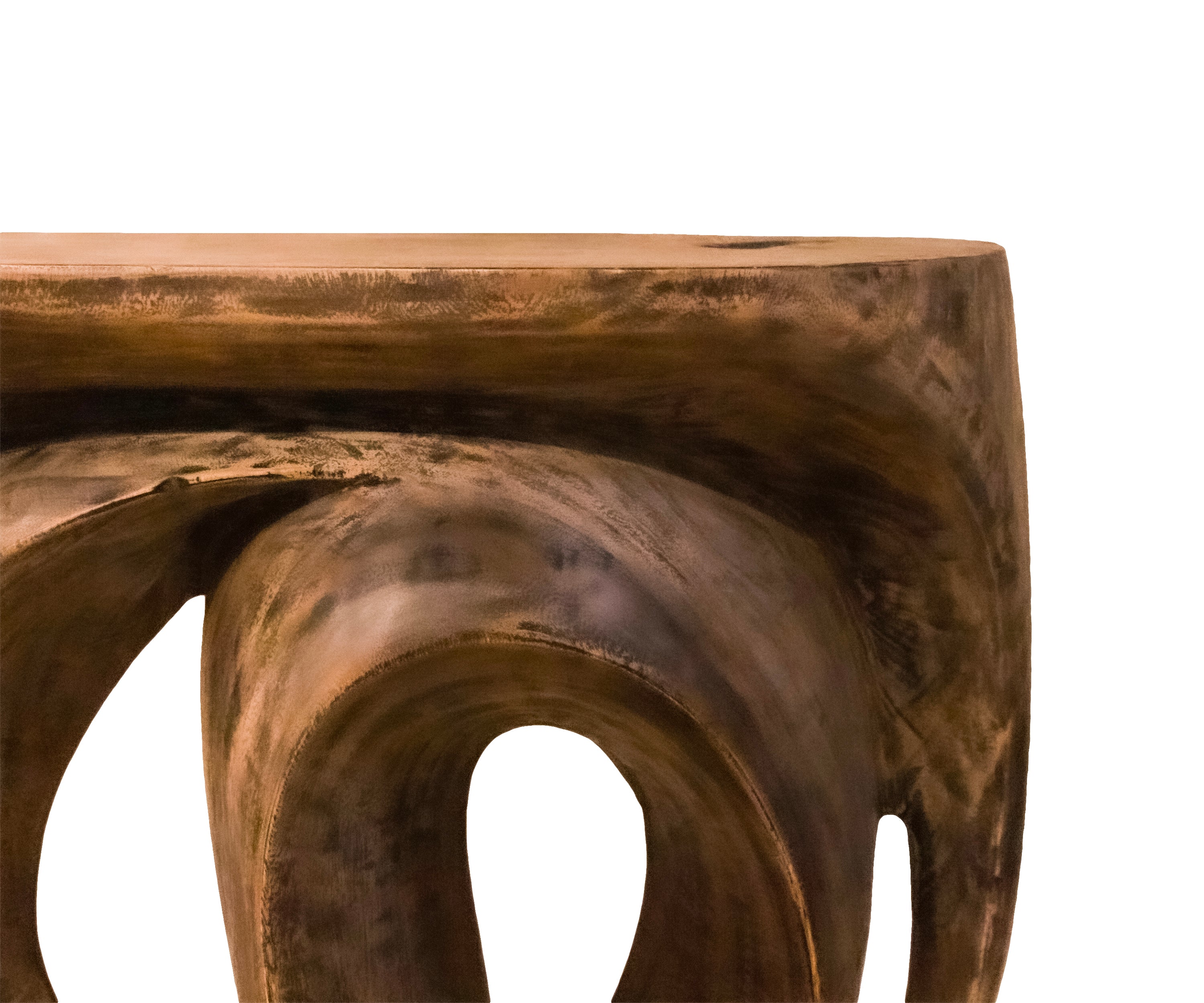 Modern Curved Wood Console Table in Natural Finish