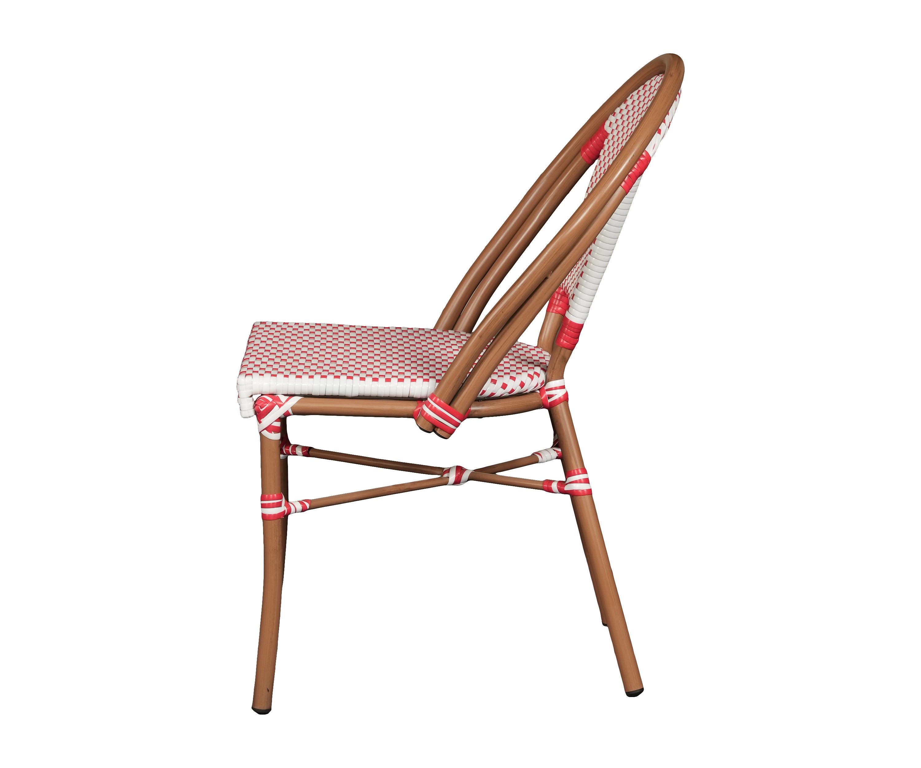 Red & White Woven Nylon Rope Outdoor Armchair with Metal Frame
