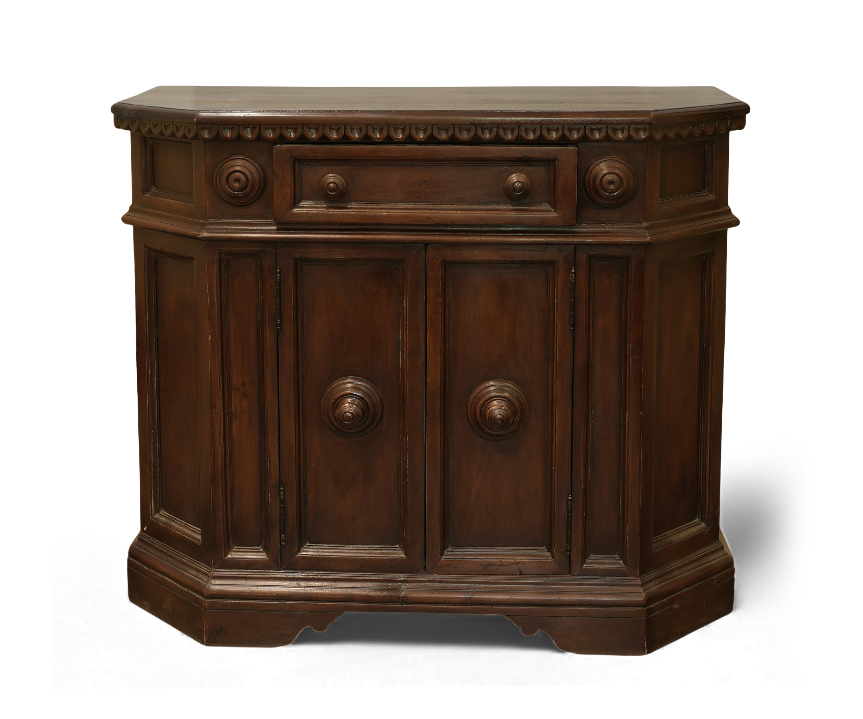 Classic Solid Wood Walnut Storage Cabinet with Drawer and Double Doors