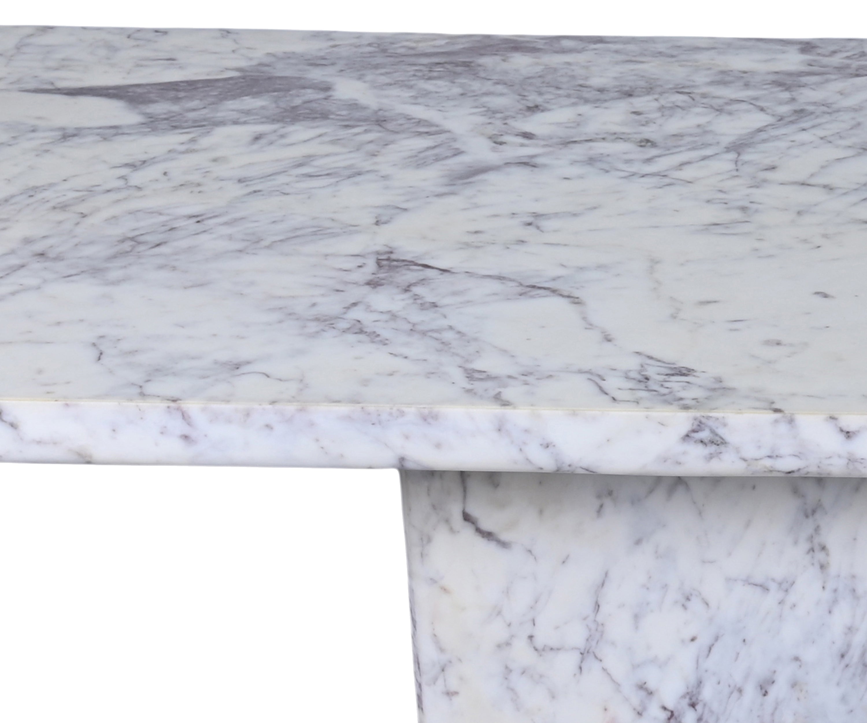 White Marble 6 Seater Dining Table with Pedestal Base